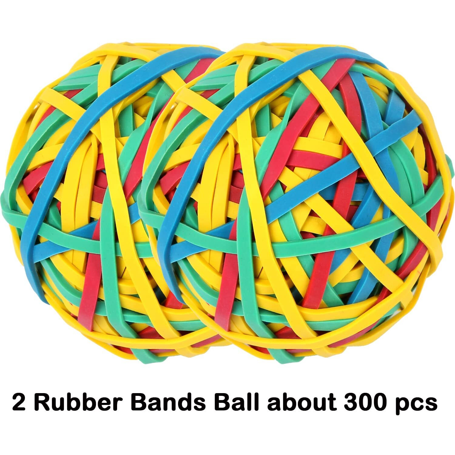 Amuu Rubber Band Ball 2 Pack About 300Pcs 4 Colors 33 Rubber Bands For Office School Home Strong Elastic Band Loop Office Supplies