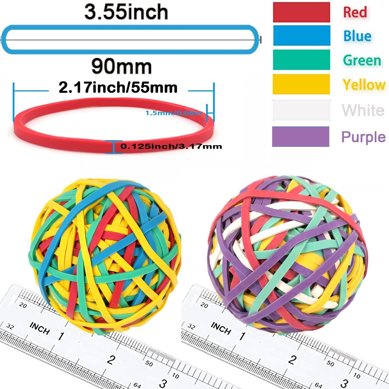Amuu Rubber Band Ball 33 Rubber Bands 2 Pack Ball About 300Pcs Colors Rubber Bands For Office School Home Strong Elastic Band Loop Office Supplies