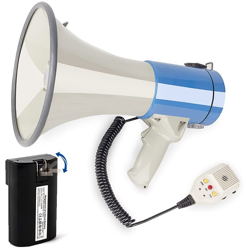 Mymealivos 50 Watt Megaphone Bullhorn Speaker With Siren  240S Recording  Detachable Microphone & Strap