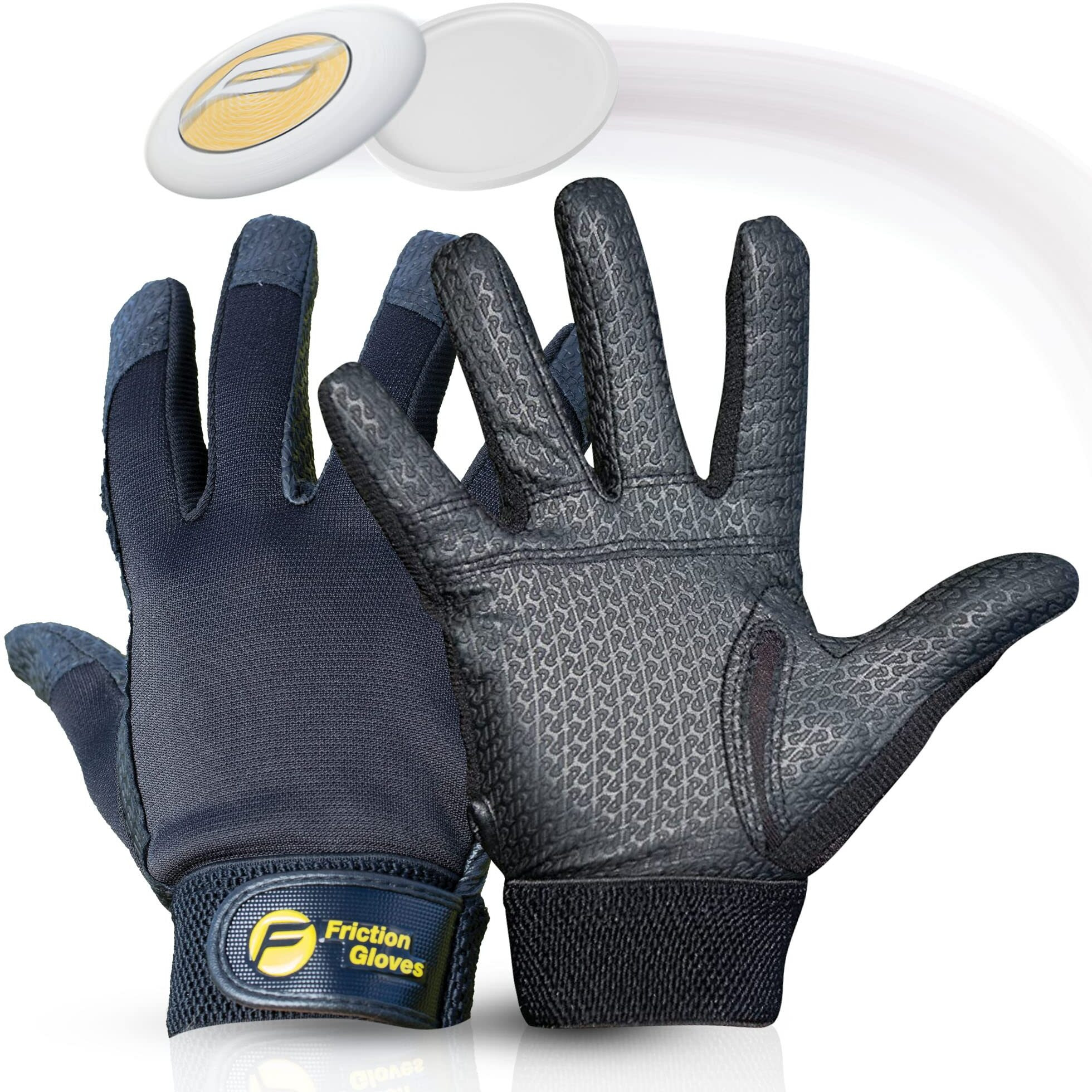 Friction Gloves - Ultimate Frisbee Gloves - Rubberized Palm & Fingers For Amazing Grip In All Conditions - Play Your Best In Any Weather - (Youth Small)