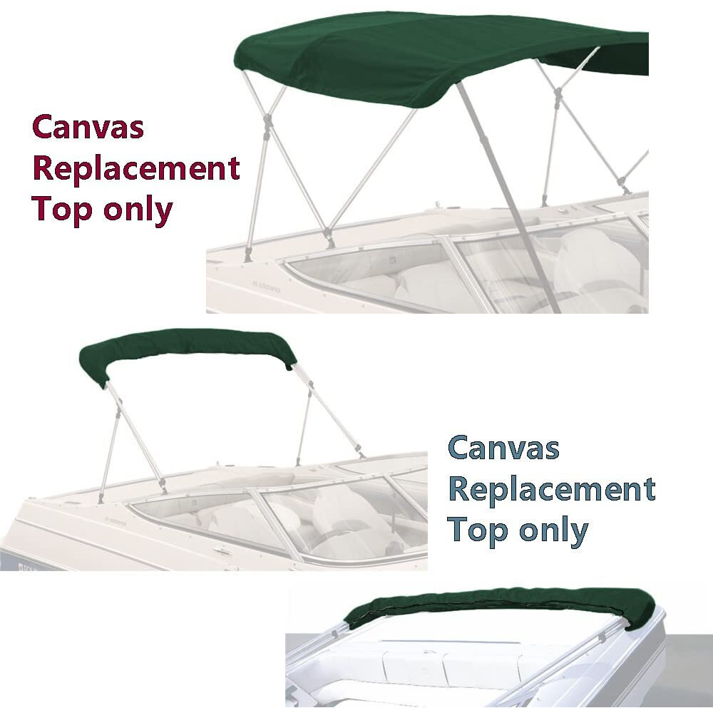 Savvycraft 4 Bow Bimini Top Replacement Cover 10 Feet Long  Durable Marine Grade Canvas Sun Shade Boat Canopy  Easy Install Zipper Sleeves  4 Bow 120 Inches Long  85-90 Inches Wide  Green Color
