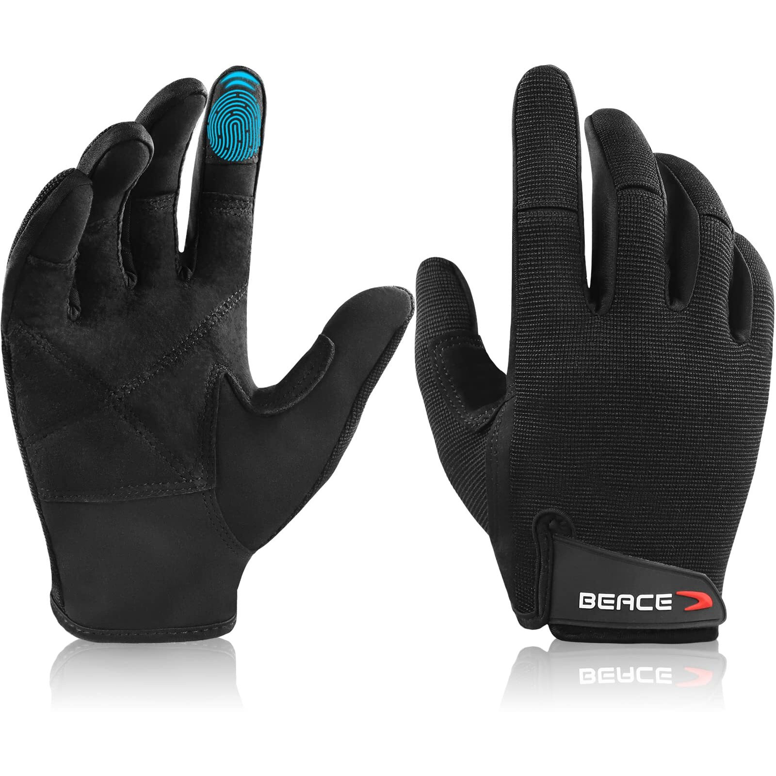 Beace Full Finger Weight Lifting Gym Gloves With Anti-Slip Leather Palm For Workout Exercise Training Fitness And Bodybuilding For Men & Women