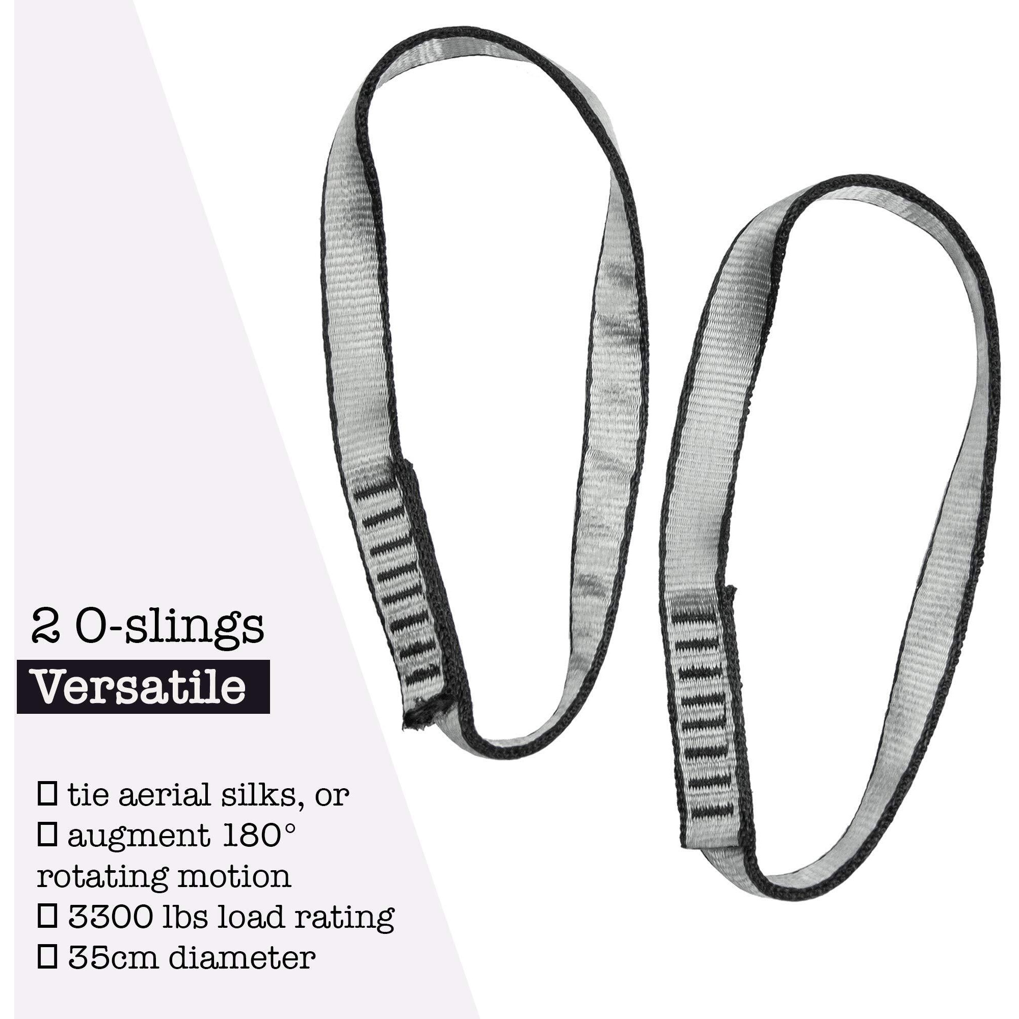 Aum Active Set Of 2 O-Slings - Accessories For Aerial Yoga Hammock  Antigravity Inversion Pilates Silks  Sensory Swing.