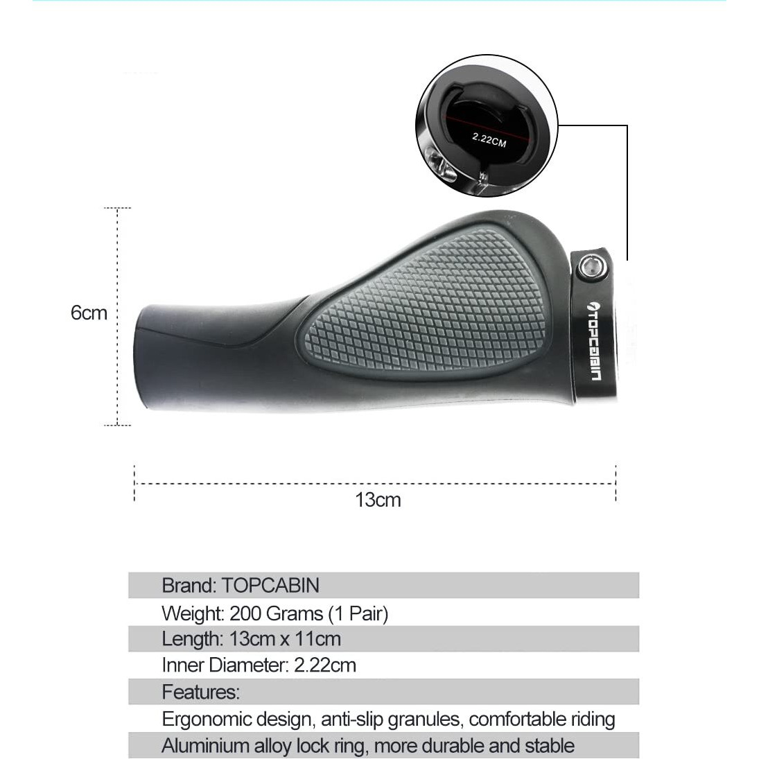 Topcabin Bike Grips Ergonomic Design Bicycle Grips Widen Holding Rubber Bike Handlebar Grips With Aluminum Lockgrips For Bike Mountain Road Mtb (Style 04)
