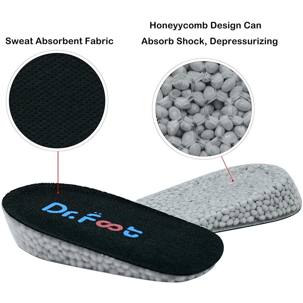 Dr. Foot's Height Increase Insoles  Heel Cushion Inserts  Heel Lift Inserts For Leg Length Discrepancies (Large (1"" Height) | Black)