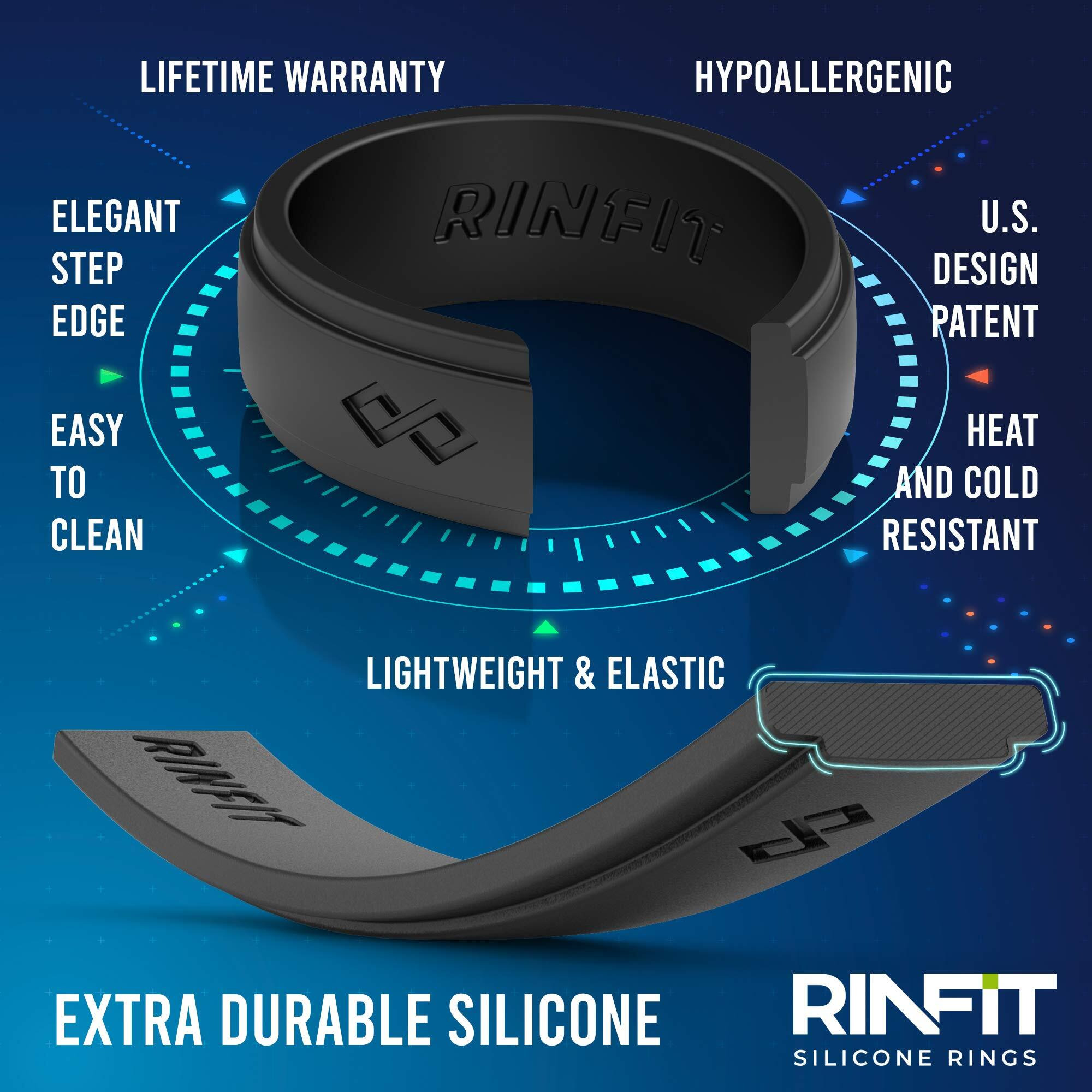 Rinfit Silicone Rings For Men - Mens Silicone Wedding Band - Silicone Ring Men - Rubber Wedding Rings - Rubber Rings Men - Infinity Collection - Seti  Size 12