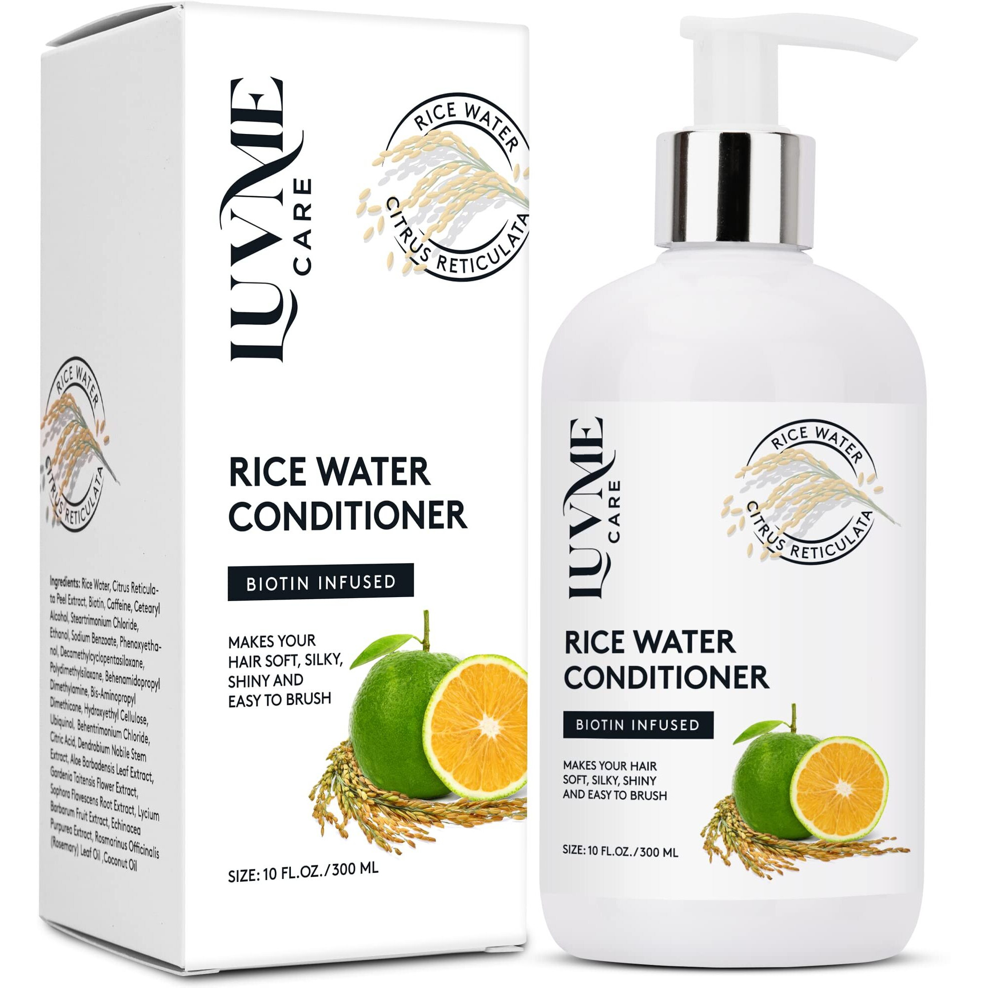 Luv Me Care Rice Water Hair Growth Conditioner 10 Fl Oz With Biotin  Rice Water For Hair Growth  Improve Strength  Volume  And Shine  Deep Conditioning For Dry  Frizzy  Or Curly Strands 1