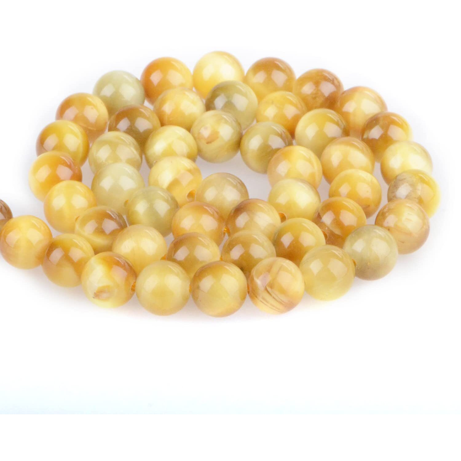 Bymitel 36 Pcs Round Loose Stone Beads Gemstone Spacers For Charm Diy Jewelry Making 15.5"" Per Strand 10Mm (Golden Tiger's Eye  10Mm)