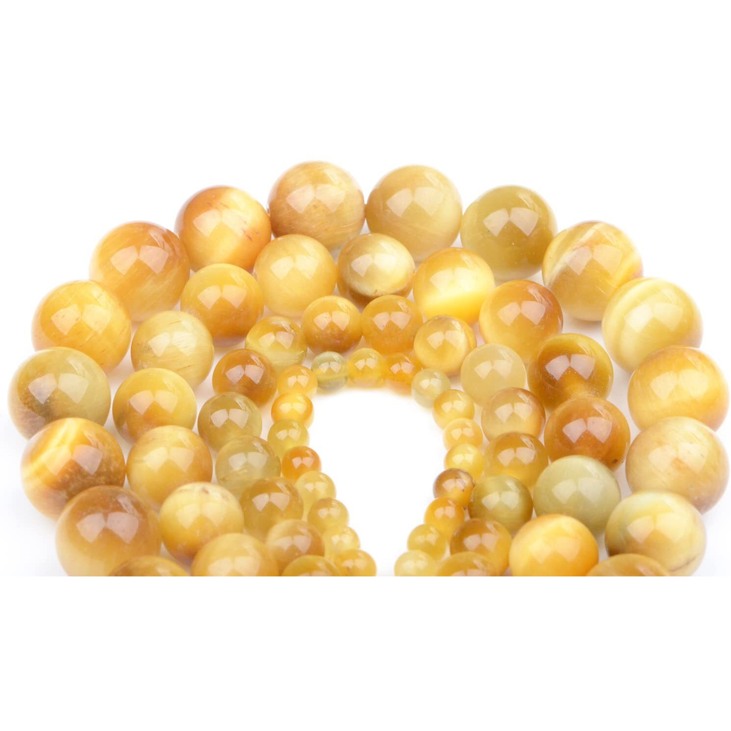 Bymitel 36 Pcs Round Loose Stone Beads Gemstone Spacers For Charm Diy Jewelry Making 15.5"" Per Strand 10Mm (Golden Tiger's Eye  10Mm)