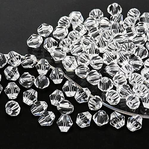 Dowarm 250Pcs Crystal Bicone Beads 6Mm  Bulk Small Faceted Bicone Glass Beads For Jewelry Making  Craft  Diy Bracelet  Necklace  Suncatcher