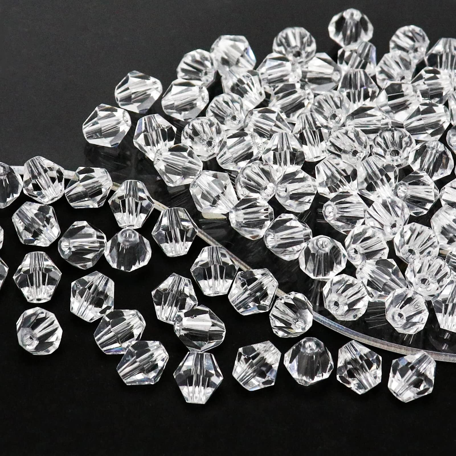 Dowarm 250Pcs Crystal Bicone Beads 6Mm  Bulk Small Faceted Bicone Glass Beads For Jewelry Making  Craft  Diy Bracelet  Necklace  Suncatcher