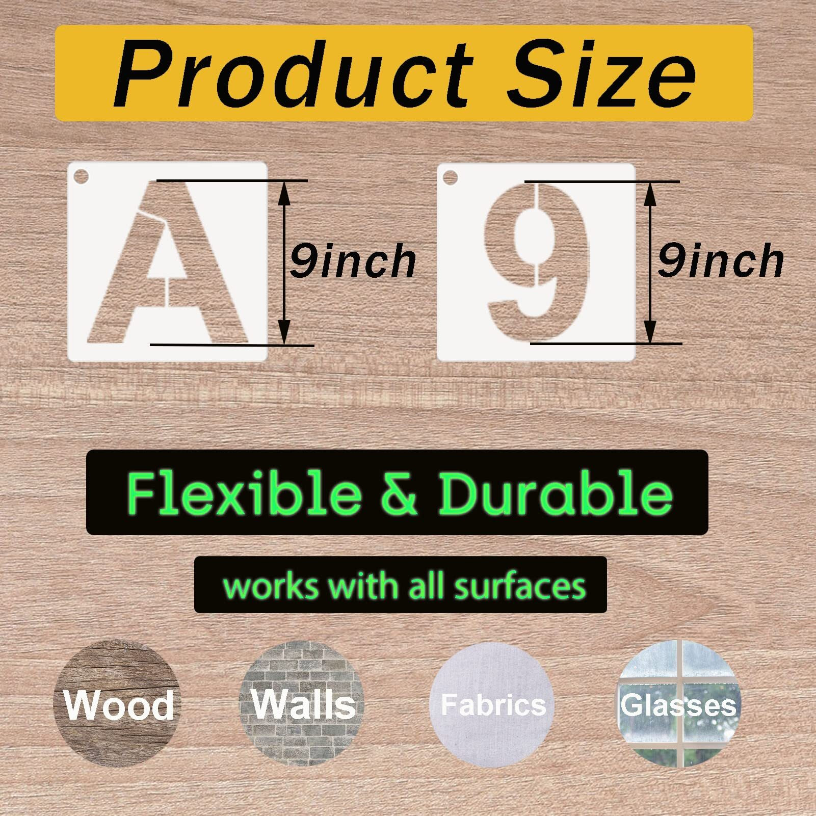 Dzxcyz Alphabet Letter Stencils 9 Inch  36 Pcs Reusable Plastic Letter Numbers Templates  Art Craft Stencil For Painting On Wood  Wall  Glass  Fabric  Rock  Chalkboard  Signage