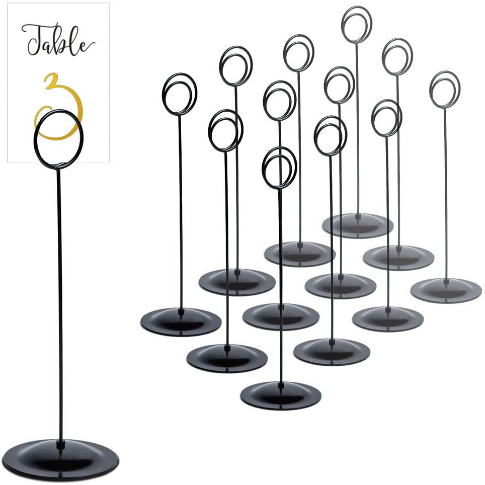 Hohiya 12 Pcs Table Number Holders 12 Inch Place Card Holder Stands Chrome Black Tall For Photos Food Signs Memo Notes Weddings Restaurants Birthdays Party