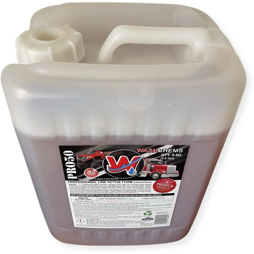 Wash Chems Pro 50 Touchless Car Wash Detergent Soap Concentrate No Brushing  Commercial Grade Professional Auto Foam Cleaner (Biodegradable) Also Great For Trucks & Tractors