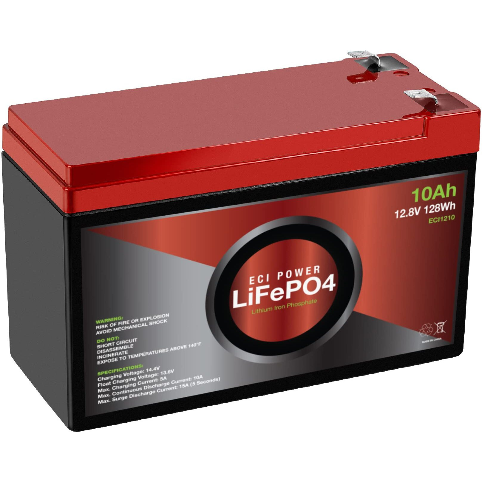 Eci Power 12V 10Ah Lithium Lifepo4 Deep Cycle Rechargeable Battery | 2000-5000 Life Cycles & 10-Year Lifetime | Built-In Bms | Perfect For Rv  Solar  Marine  Overland  Off-Grid Applications