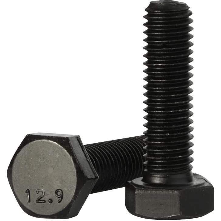 M6 X 25Mm Hex Head Screw Bolt  Fully Threaded  Alloy Steel Grade 12.9  Black Oxide Finish  Quantity 25