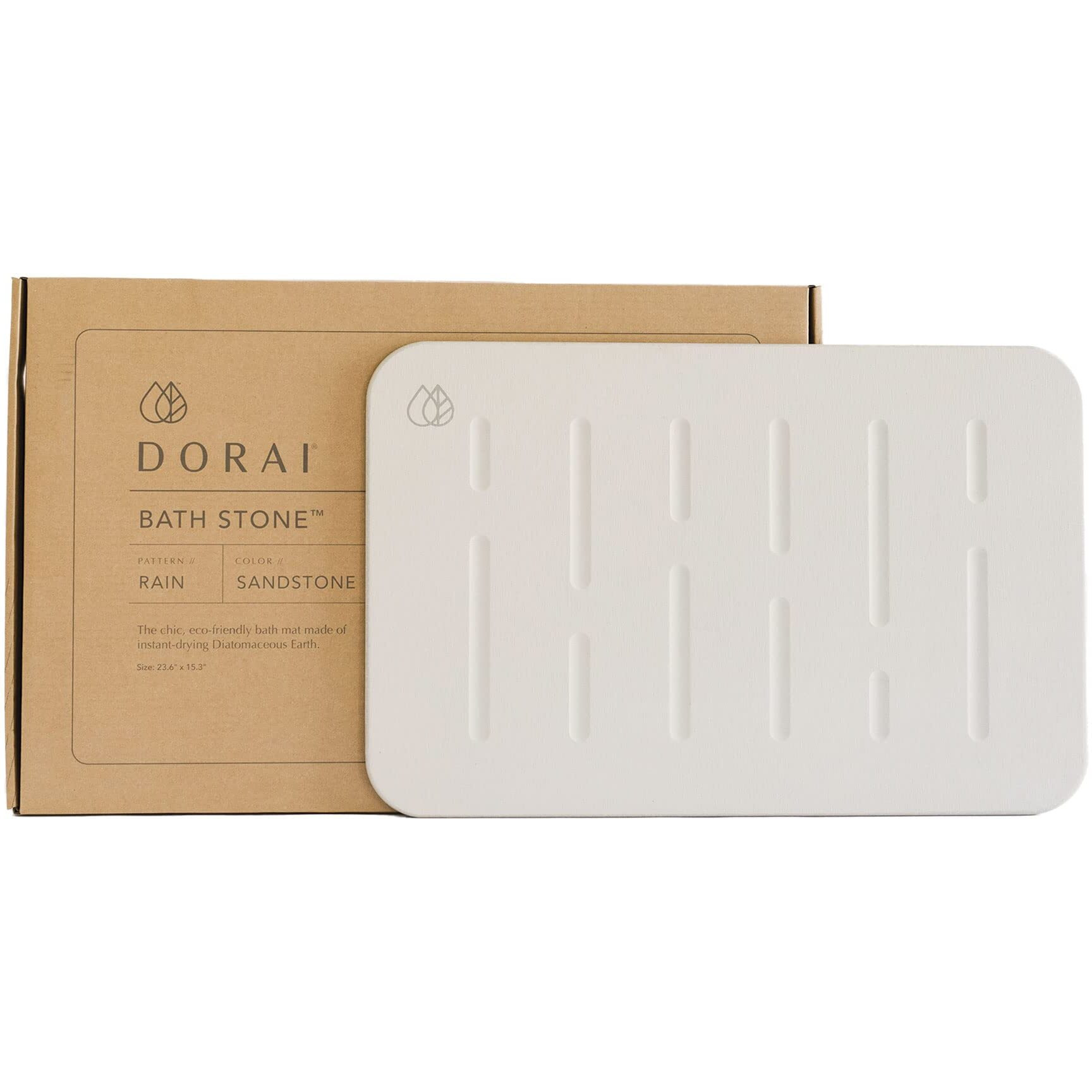 Dorai Home Bath Stone - Luxury Stone Bath Mat - Instantly Removes Water - Non-Slip Surface - Modern And Stylish Design - Rubberized Bottom Pad - Rain Sandstone