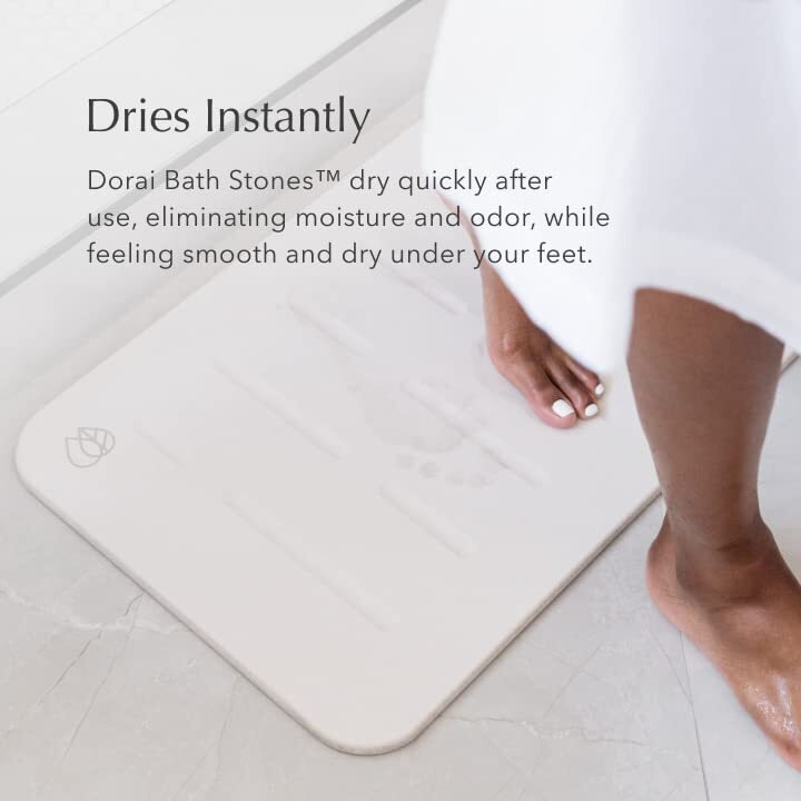 Dorai Home Bath Stone - Luxury Stone Bath Mat - Instantly Removes Water - Non-Slip Surface - Modern And Stylish Design - Rubberized Bottom Pad - Rain Sandstone