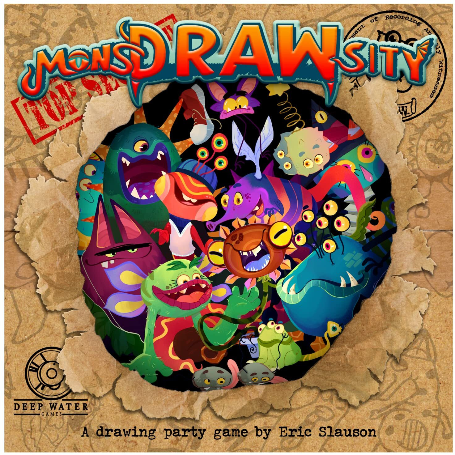 Deep Water Games Monsdrawsity Top Secret Version  Drawing Party Game Based On Verbal Description  Take Turns Describing & Drawing A Bizarre Monster  8+  3-8 Players (Mdstrgt01)