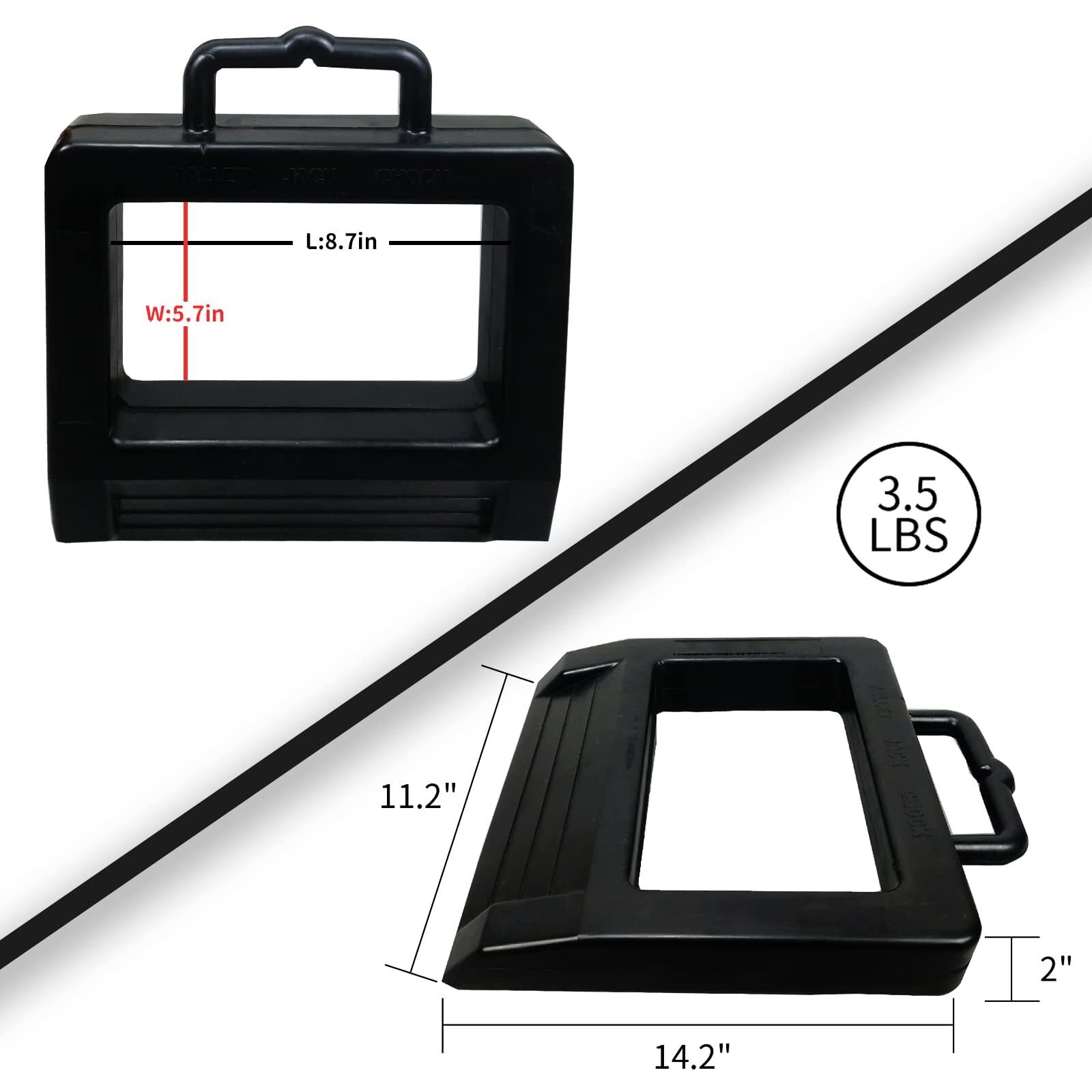 Roblock Rubber Pallet Jack Chock Heavy Duty Wheel Chock  Pallet Jack Stopper For Truck 14.2"" Length X 11.2"" Width X 2"" Height (1 Pack  Black)