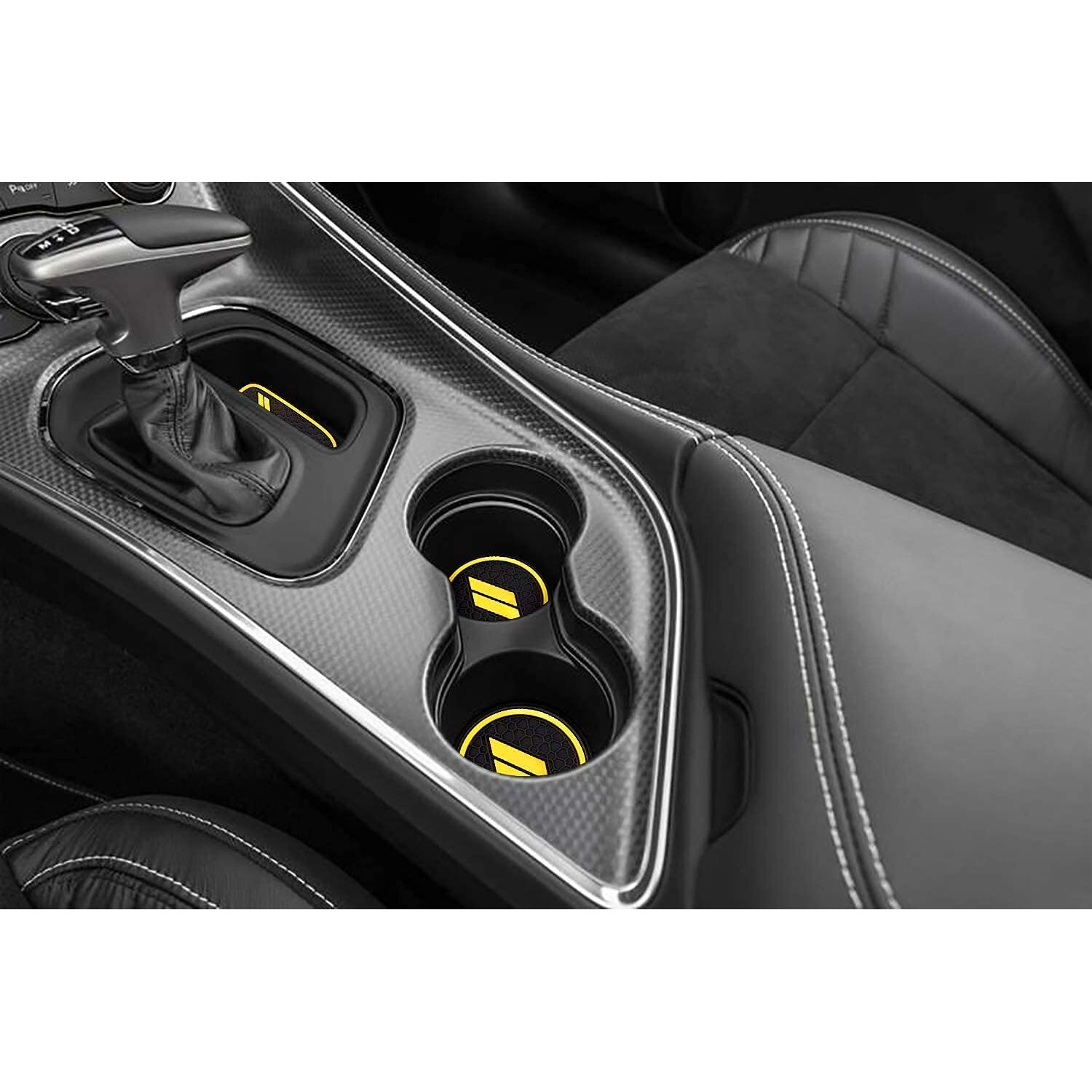 Auprite Anti Dust Mats For Dodge Challenger Accessories 2015 2016 2017 2018 2019 2020 2021 2022 2023 Custom Fits Cup Holder Liners Mats Door Pocket Center Console Liners  11Pcs/Kit (Yellow)
