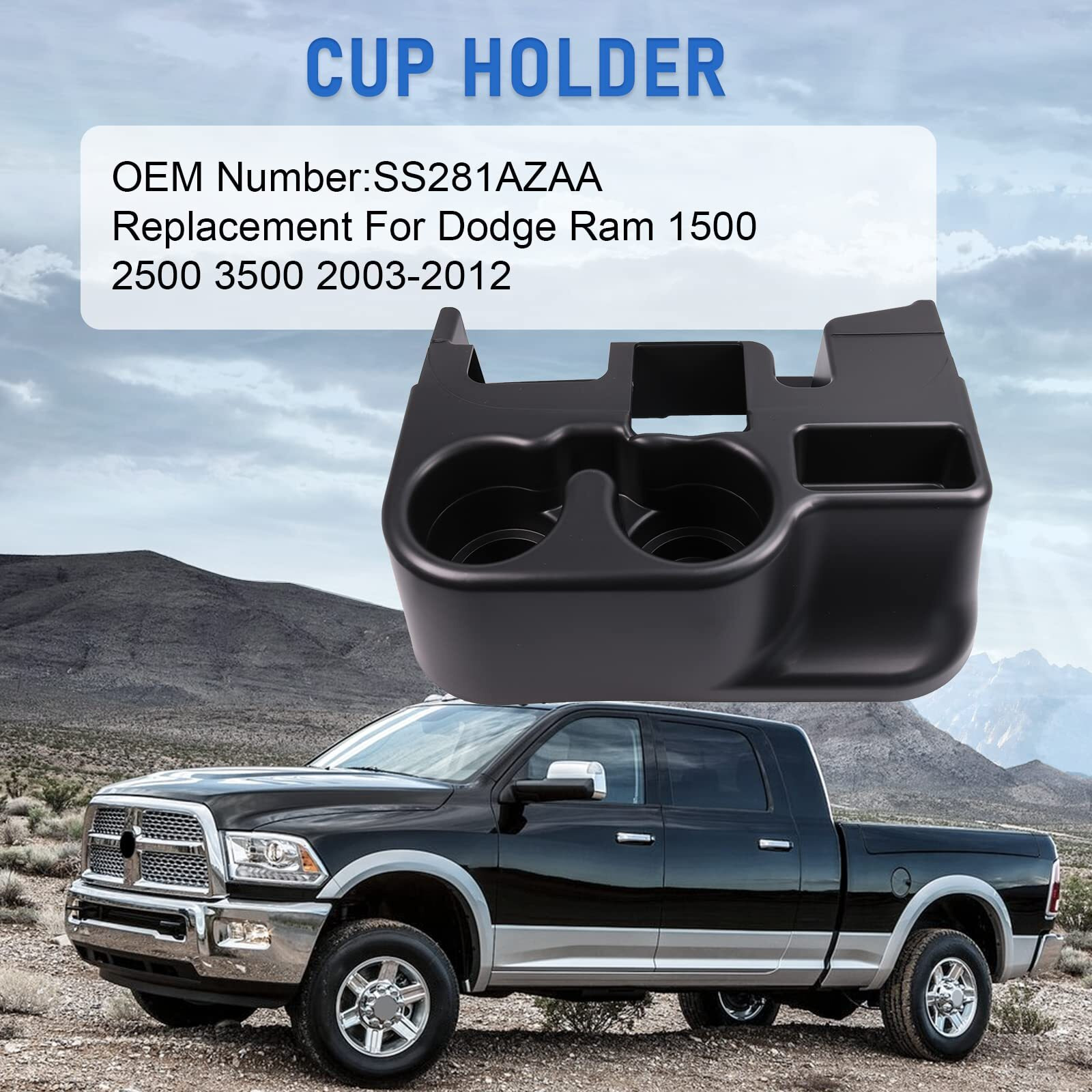 Dicmic Center Console Armrest Add-On Cup Holder For 2003-2012 Dodge Ram 1500 2500 3500