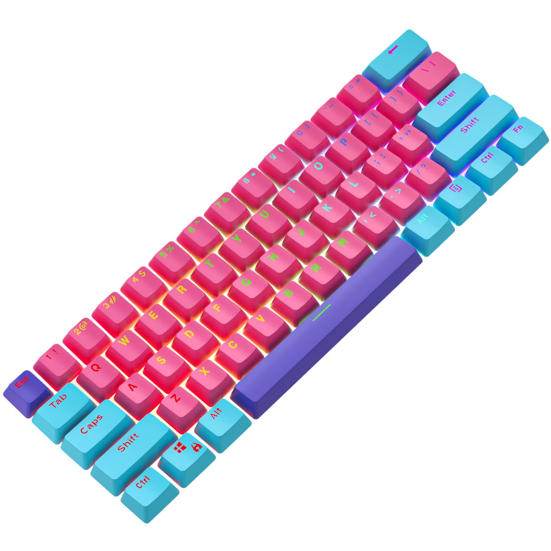 Ussixchare Keycaps 60 Percent 104 Backlit Pbt Key Cap Set For 60% Gaming Keyboard Gateron Kailh Mx Switches(Ahri)