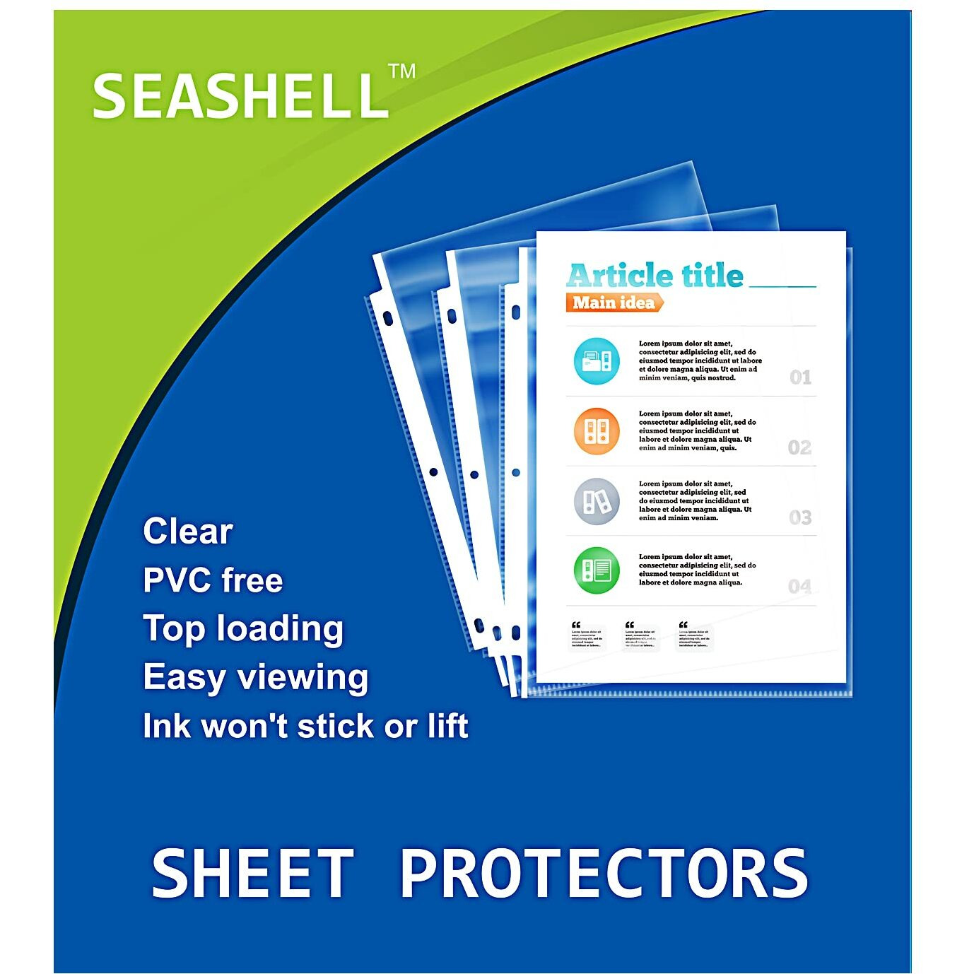 Seashell 200 Pack Heavy Duty Sheet Protectors 8.5 X 11 Clear Paper Protectors For 3 Ring Binder  Letter Size Plastic Sleeves For Binders  Durable  Archival Safe Top Loading For 8.5 X 11 Inch Sheets