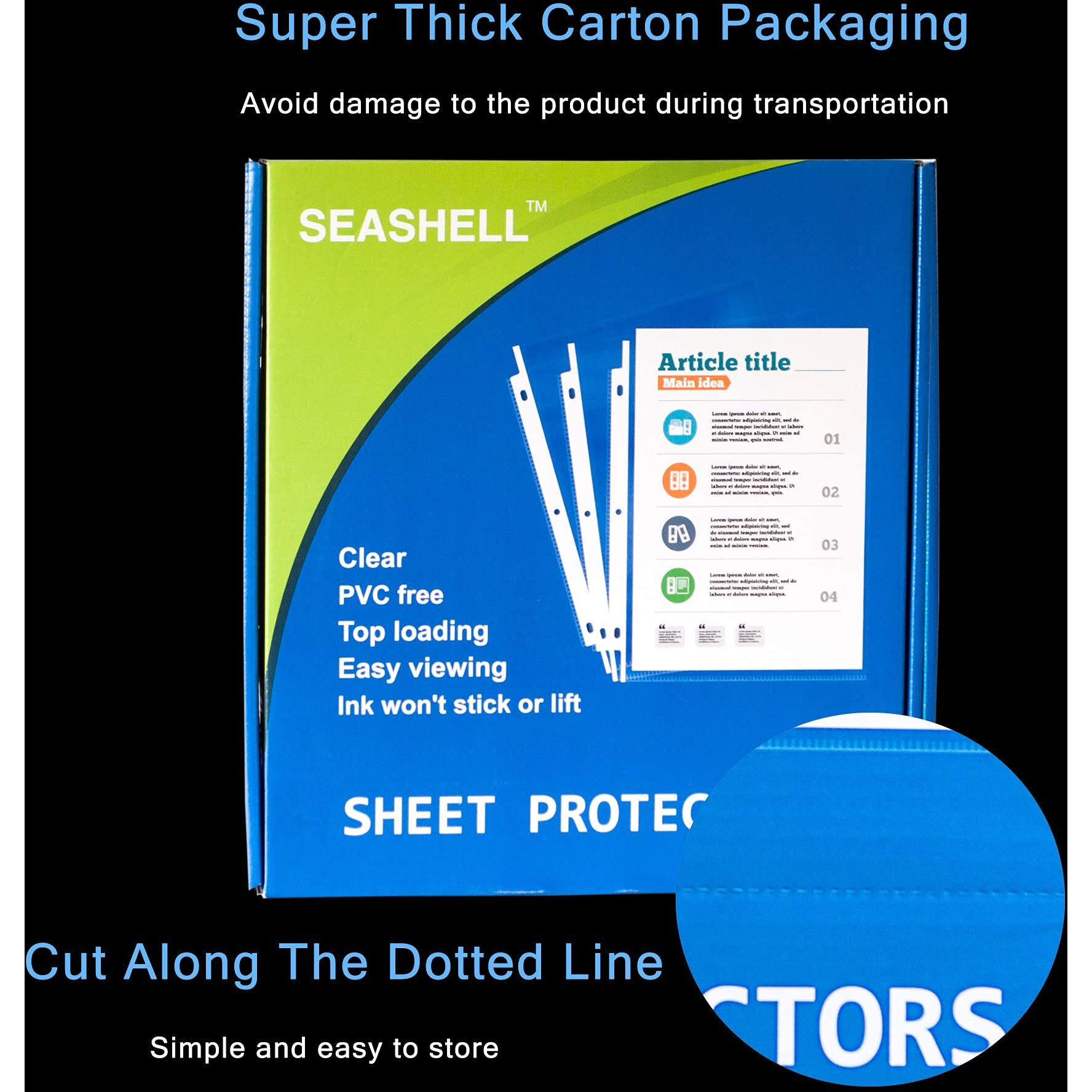 Seashell 200 Pack Heavy Duty Sheet Protectors 8.5 X 11 Clear Paper Protectors For 3 Ring Binder  Letter Size Plastic Sleeves For Binders  Durable  Archival Safe Top Loading For 8.5 X 11 Inch Sheets