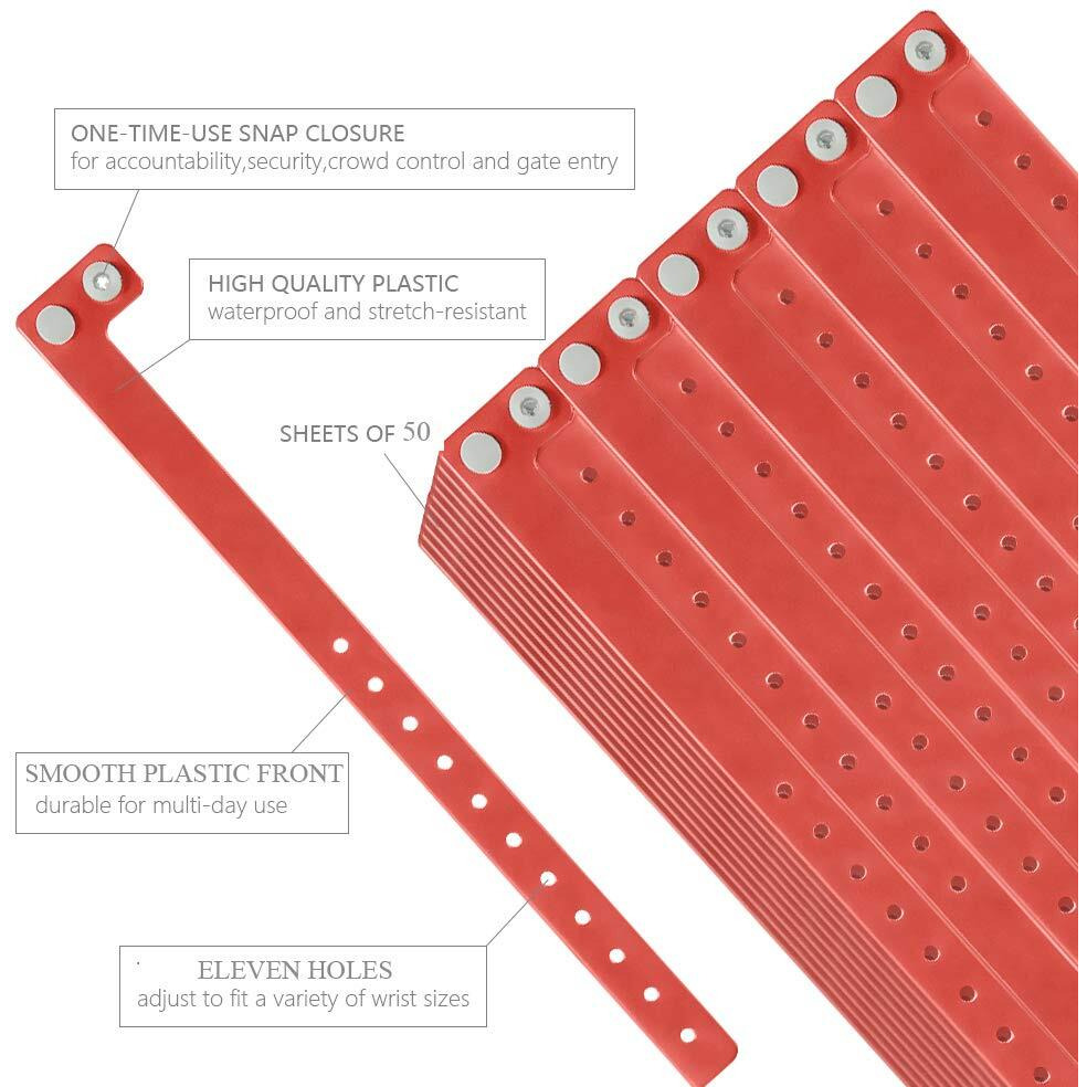 Ouchan Plastic Wristbands Red- 500 Pack Wristbands For Events Club Music Meeting Party