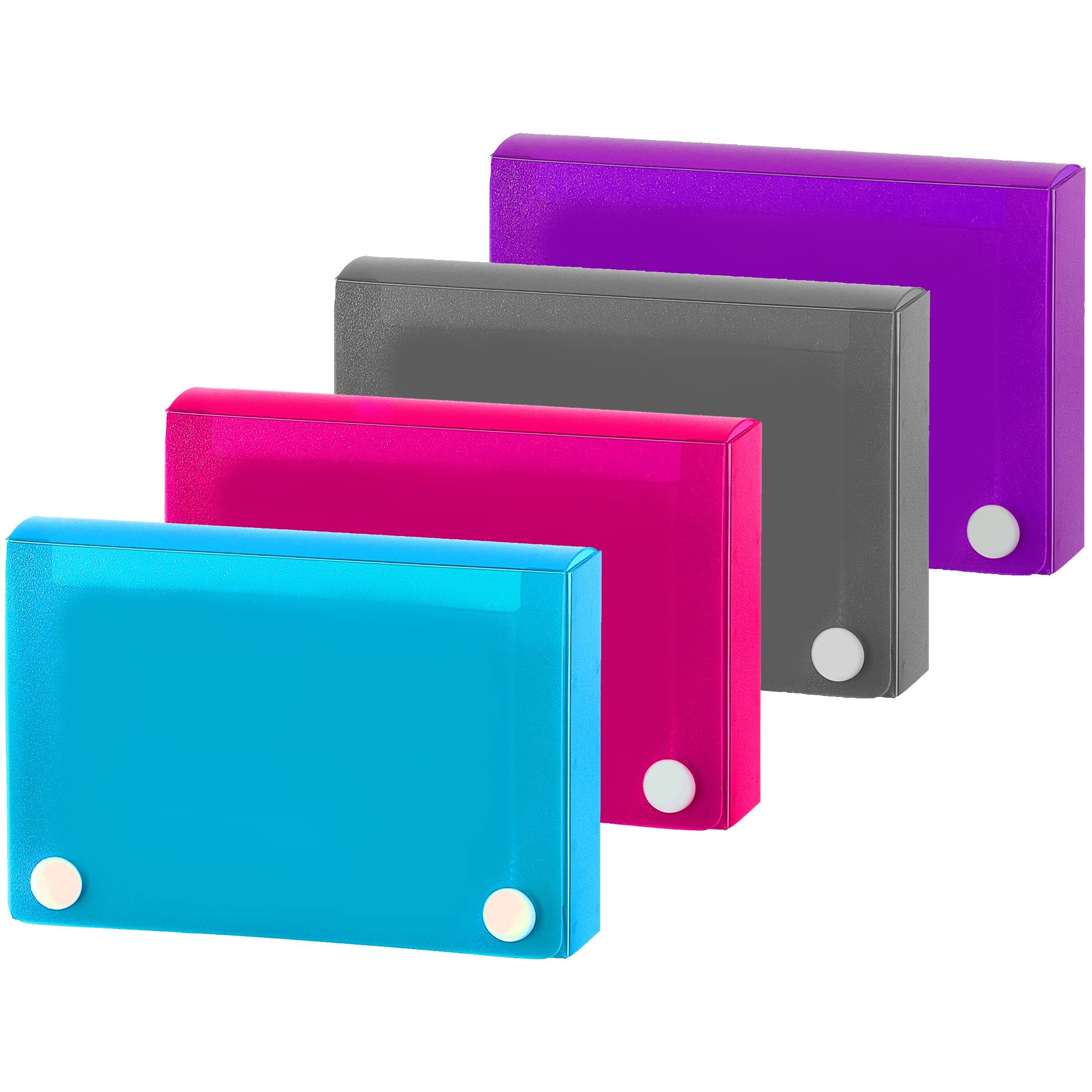 3"" X 5"" Index Card Case Holds 100 Cards Includes Business Card/Index Holder And 5 Tab Dividers Comes In Assorted Color - (Pack Of 4) By (Emraw)
