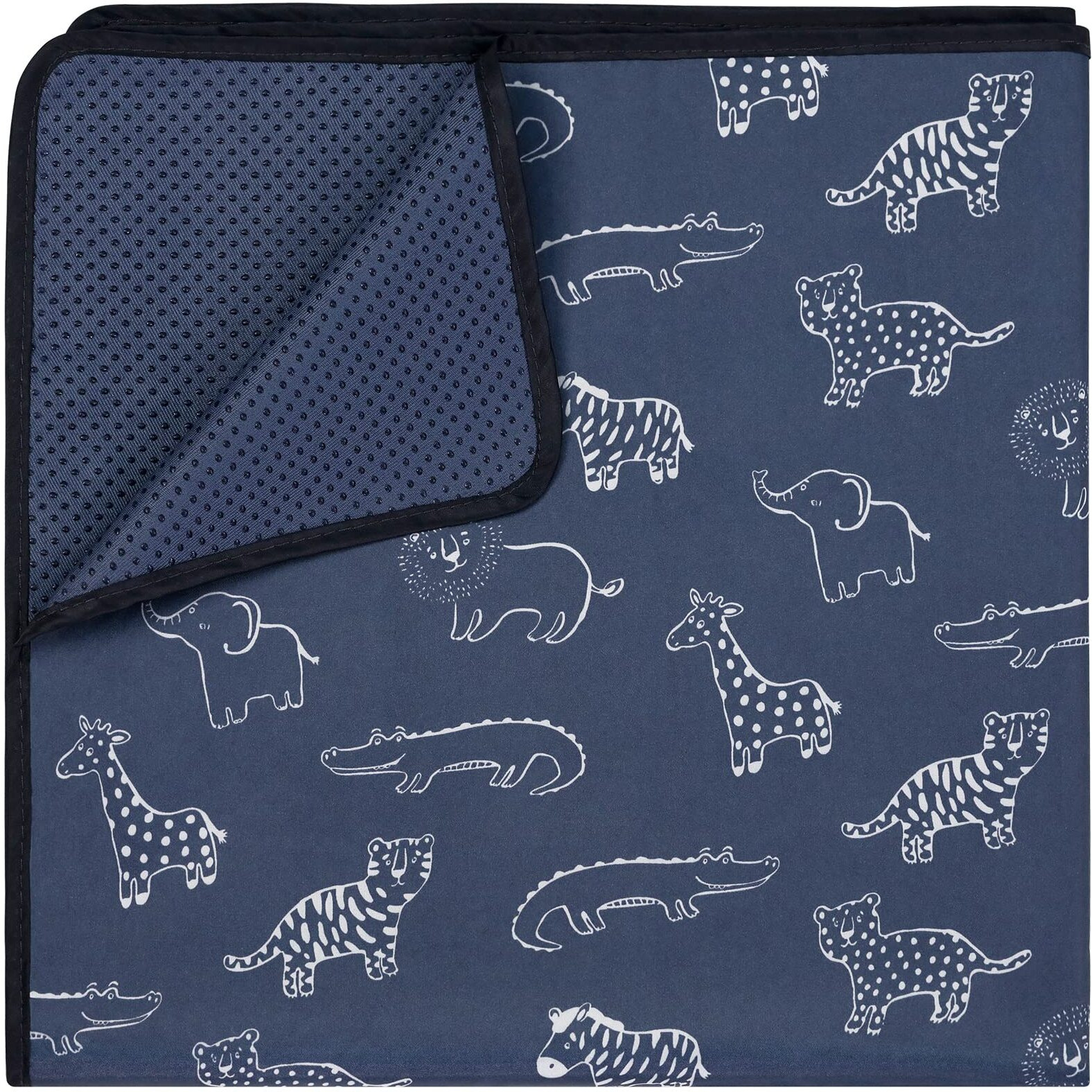 Baby Splat Mat For Under High Chair  51 X 51 Inch Splash Mat  Waterproof And Washable Spill Mat  Anti-Slip Floor Protector  Safari Animals