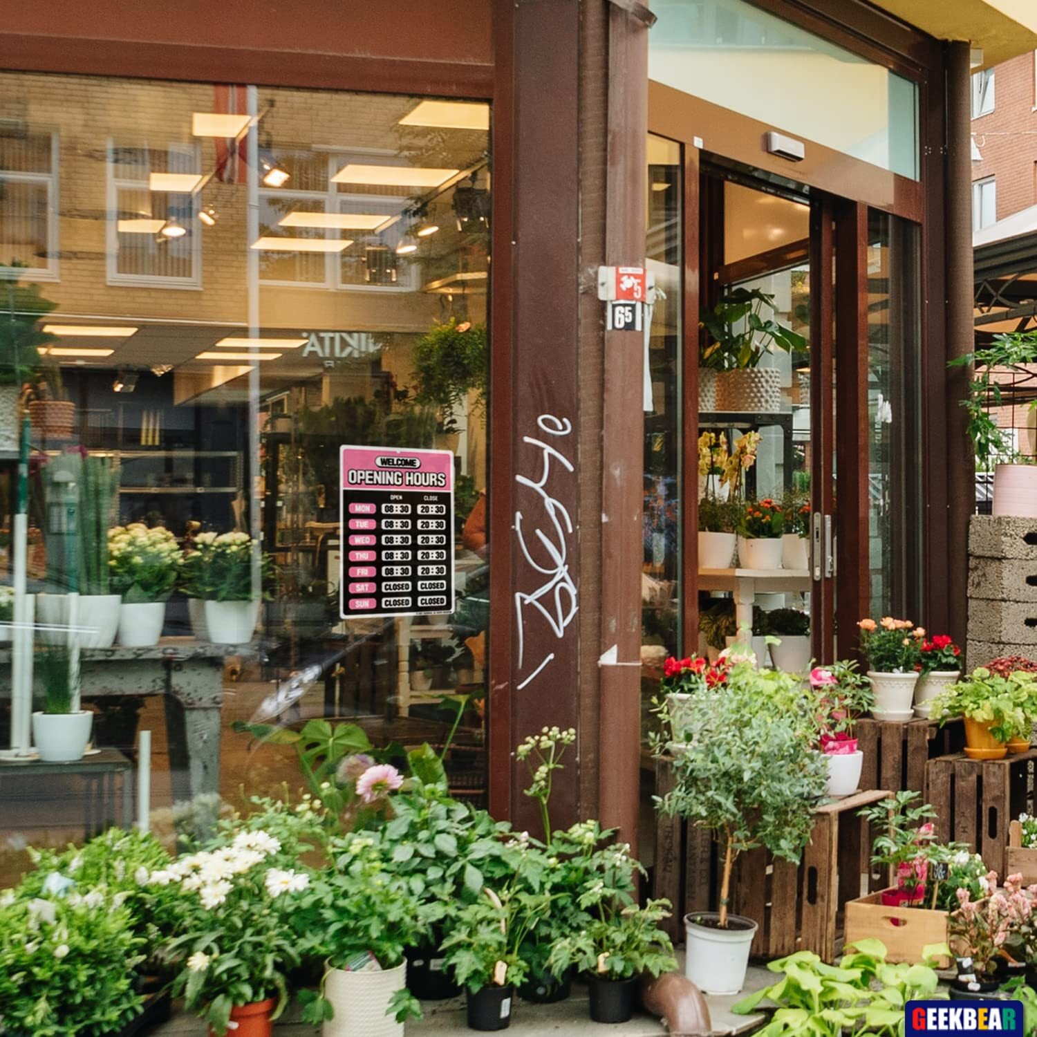 Geekbear Opening Hours Sign (03. Pink) - Business Hours Sign - Store Hours Sign - Hours Of Operation Signs For Business - Open Sign With Hours - Store Or Office Hours Sign Changeable