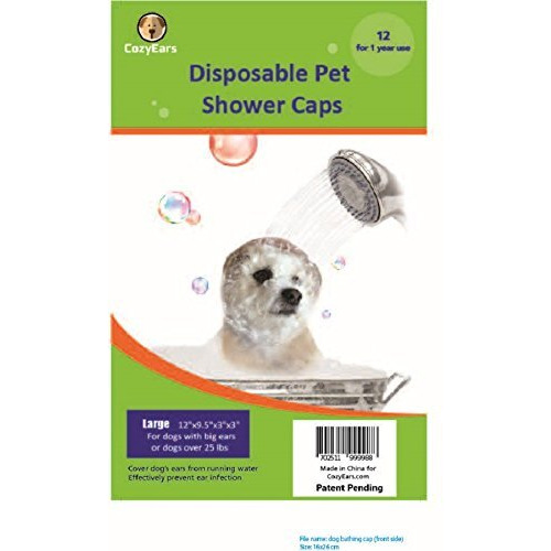 Cozyears Disposable Pet Shower Caps  Shower  Raining  Swimming  Dogs  12 Caps In A Pack (Large)