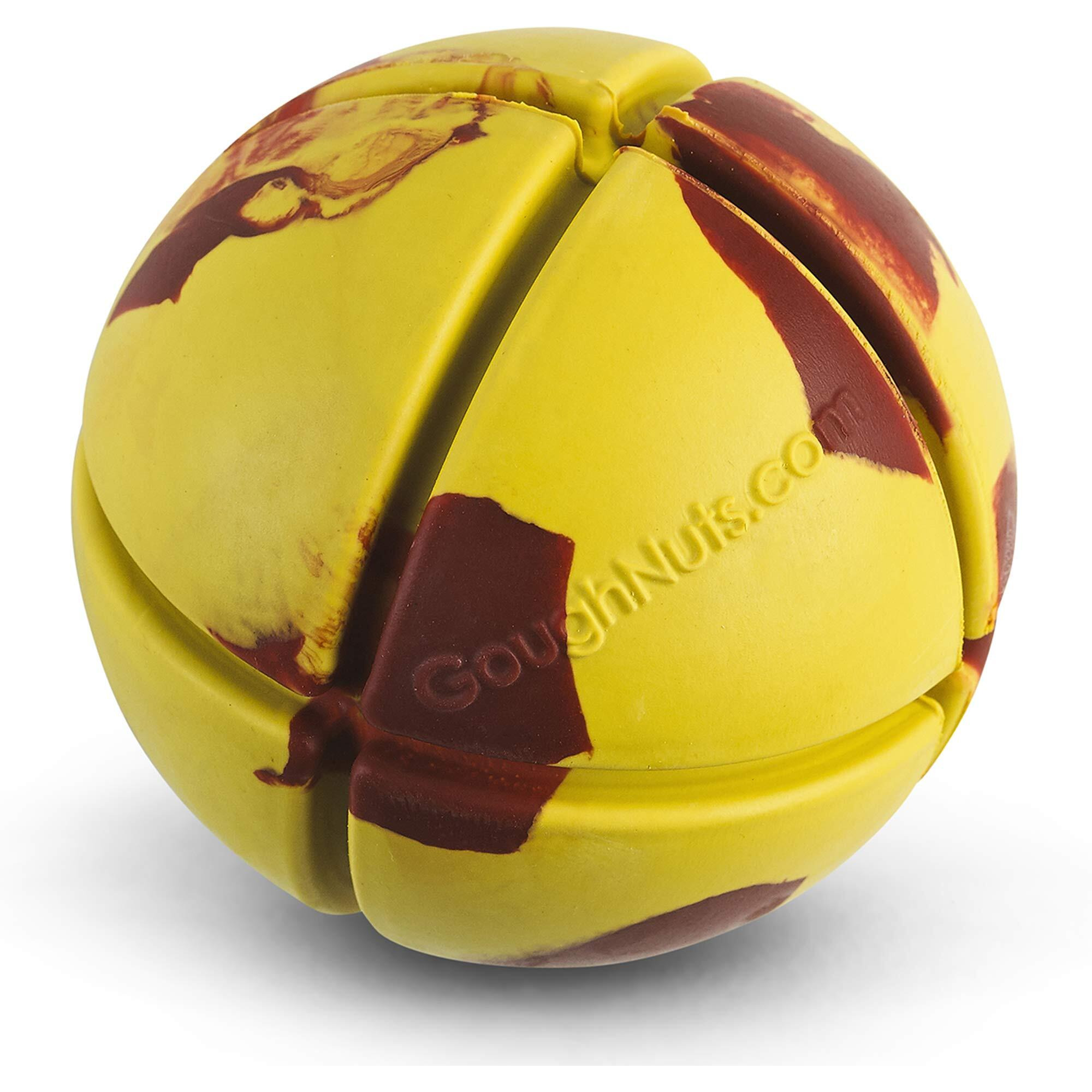 Goughnuts - Virtually Indestructible Ball - Guaranteed Dog Chew Toys For Aggressive Chewers Like Pit Bulls  German Shepherds  And Labs From 30-70 Pounds - Tough And Durable Natural Rubber - Yellow