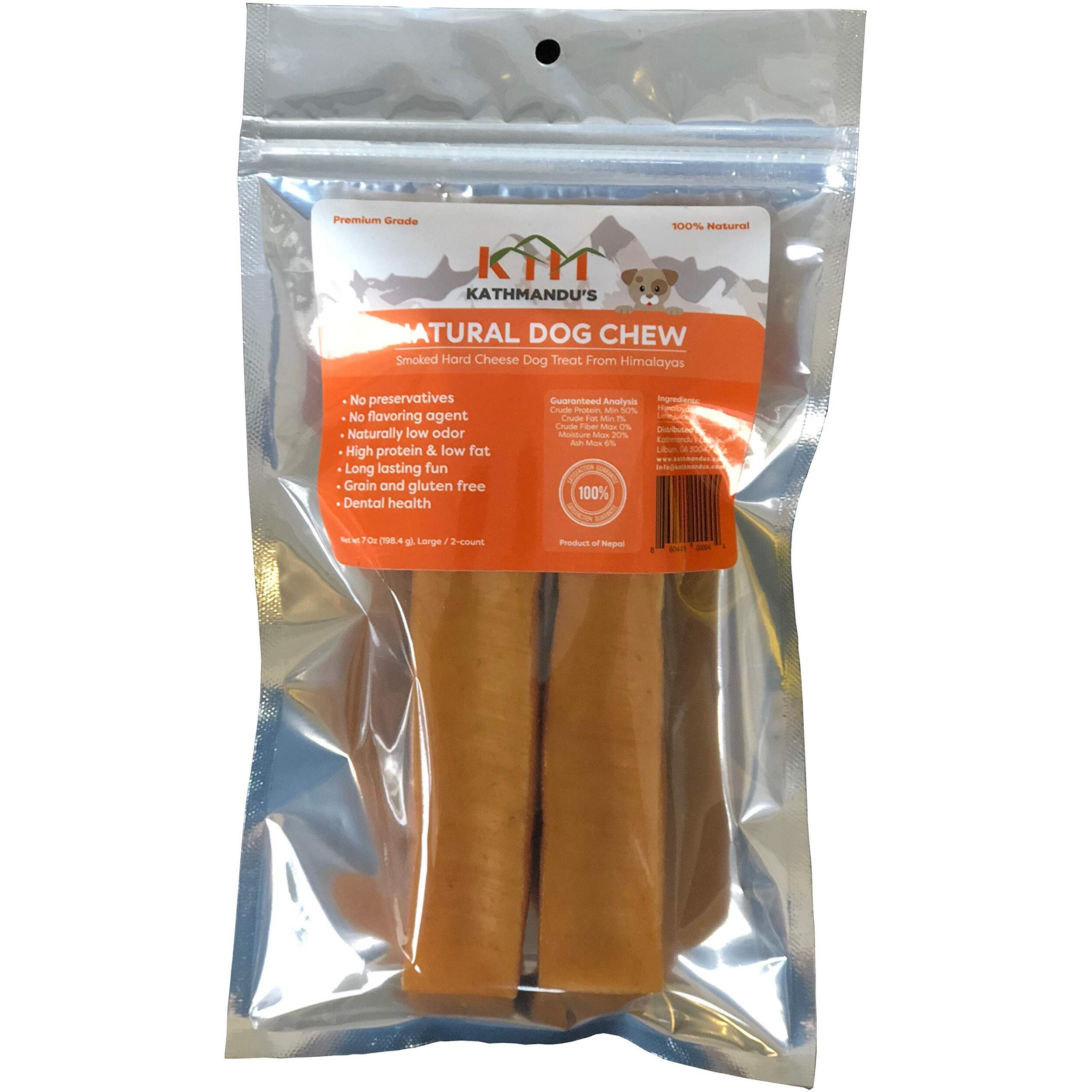 Kathmandu's Authentic Himalayan Cheese Yak Chew  Contains Two Large Chews  Handcrafted For Dogs Under 55 Pounds  Ideal For Improving Dental Hygiene