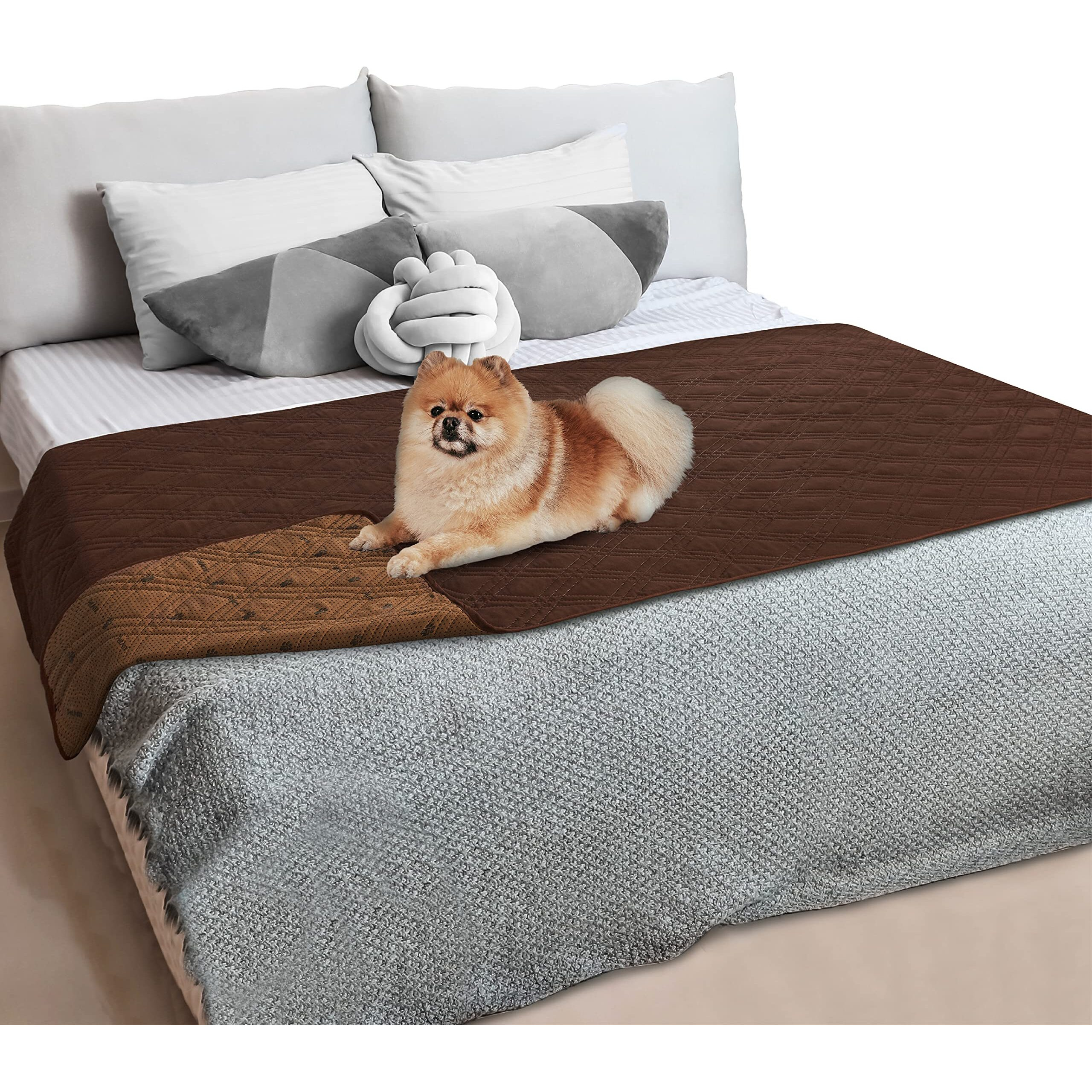 Petami Waterproof Dog Blanket Dog Bed Couch Cover Pet Blanket For Couch Sofa | Furniture Protector For Dogs Cat Reversible Pet Pad Mat Water Resistant Anti Slip Quilt Washable Small 30X70 Inches Brown