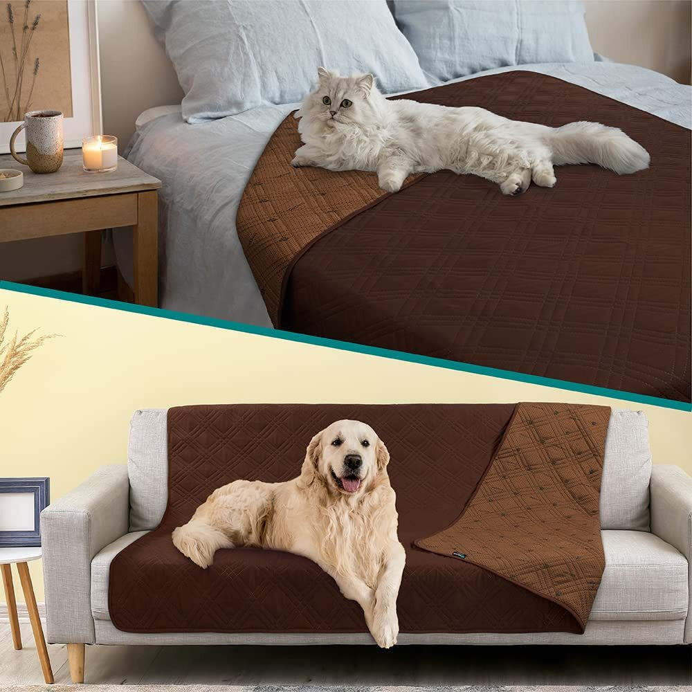 Petami Waterproof Dog Blanket Dog Bed Couch Cover Pet Blanket For Couch Sofa | Furniture Protector For Dogs Cat Reversible Pet Pad Mat Water Resistant Anti Slip Quilt Washable Small 30X70 Inches Brown