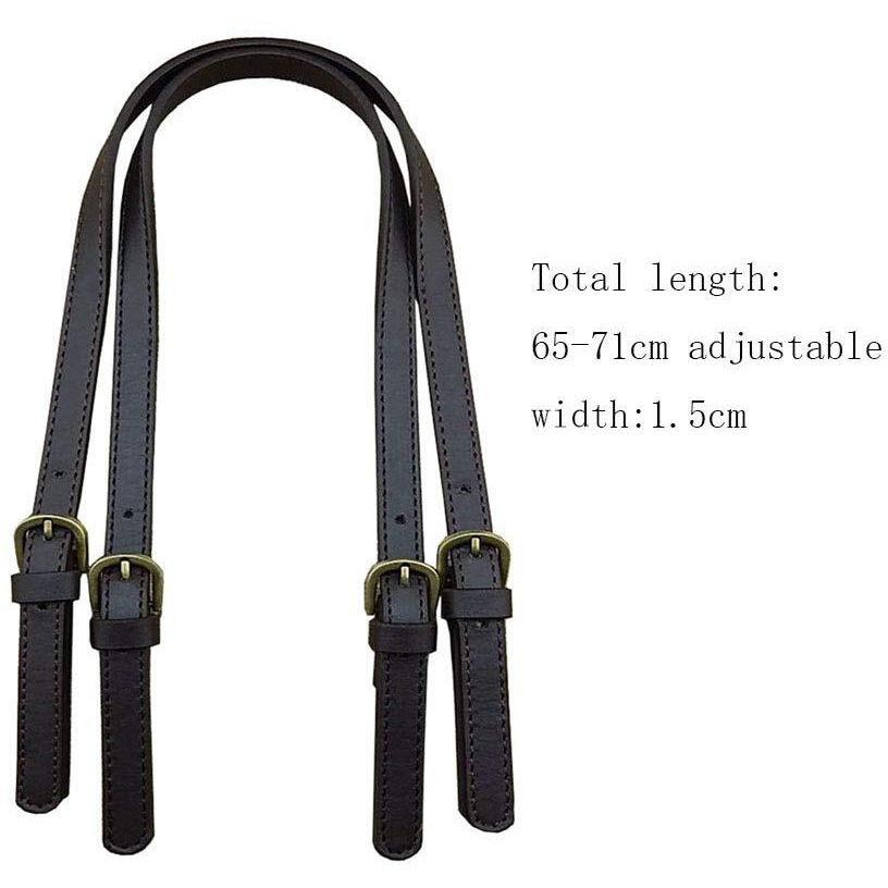 Constore 2 Pcs Leather Replacement Handles Shoulder Straps With Adjustable Buckle Purse Strap Bag Handles Diy Bag Belt Split Leather (Black)
