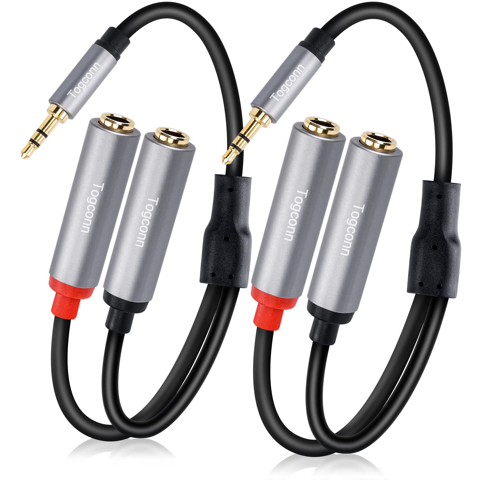 Togconn 3.5Mm Trs To Dual 6.35Mm Stereo Y Splitter. [24K Gold Plated] 1/8 Inch Male To 2X 1/4 Inch Mono Female Audio Cable (2 Pack)