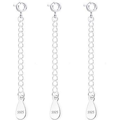 Lancharmed 3 Pcs Necklace Extender  925 Sterling Silver Extension For Jewelry Necklace Bracelet Anklet Extenders For Women Jewelry Making Chains 2 Inch  Silver