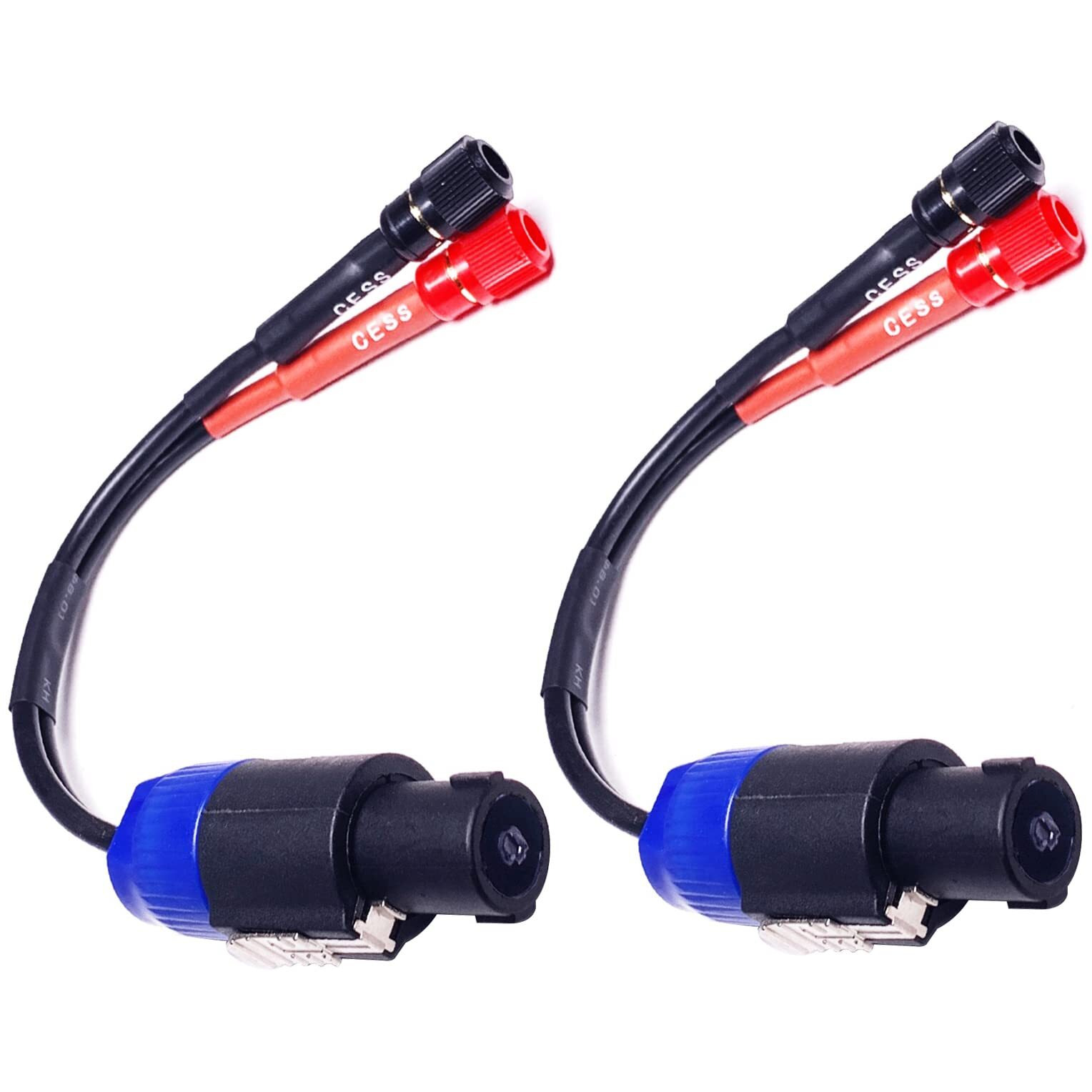 Cess-089 Speakon Plug To Female Banana Jack Speaker Cable  Accept Banana Plug  Spade Fork And Bare Wire  2 Pack