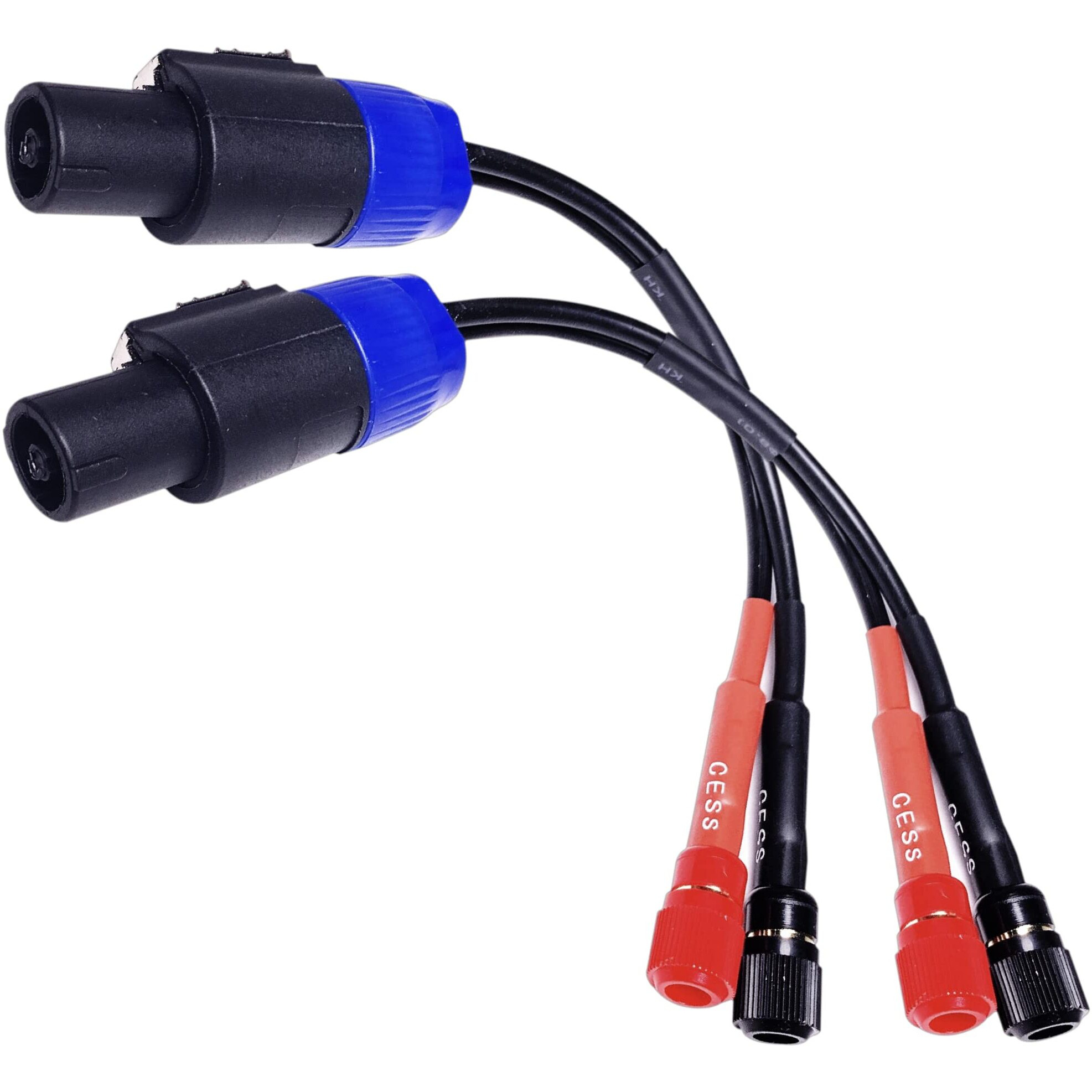 Cess-089 Speakon Plug To Female Banana Jack Speaker Cable  Accept Banana Plug  Spade Fork And Bare Wire  2 Pack