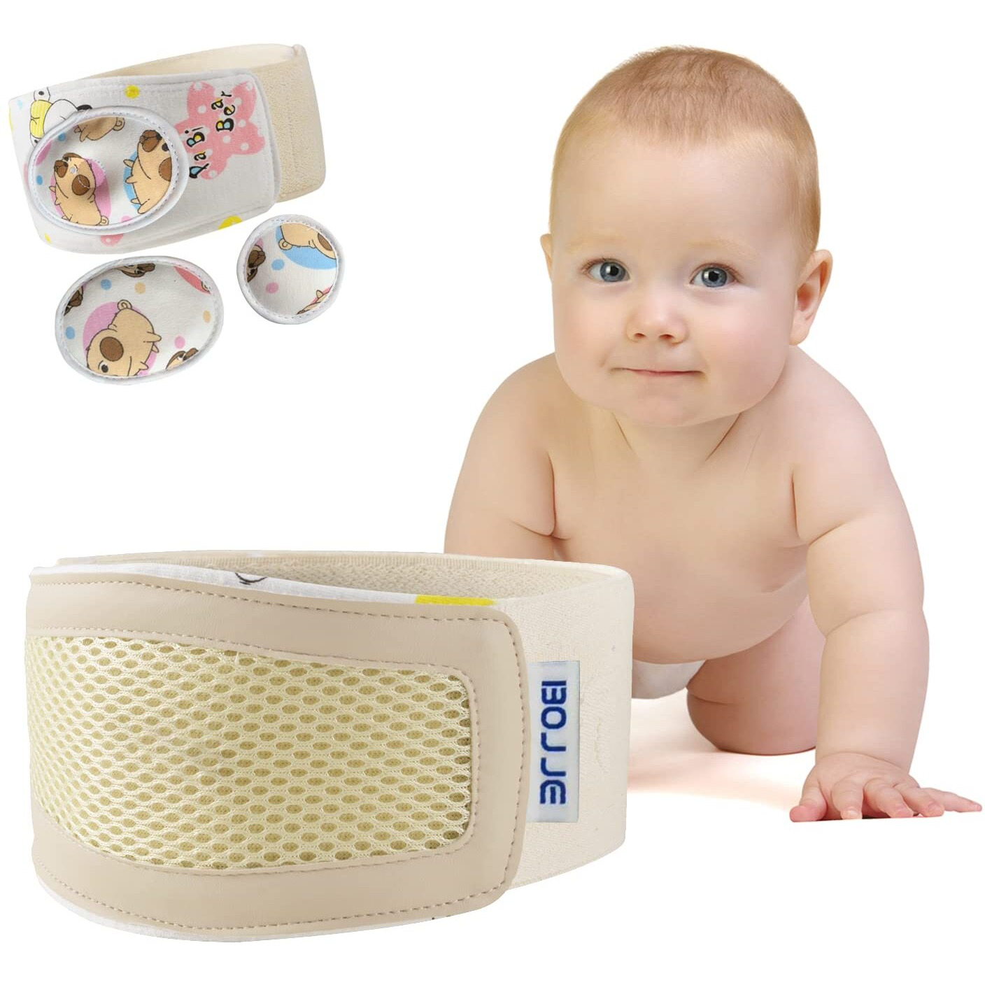 Umbilical Hernia Belt Baby Belly Button Band Infant Belly Wrap Truss Abdominal Binder For Children Kids Support Adjustable Navel Belly Band Newborn Umbilical Cord 15-20 Inch