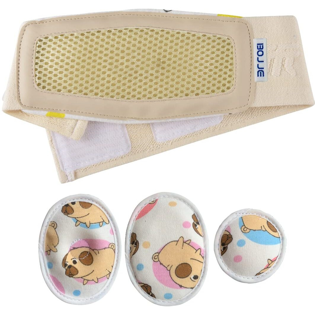 Umbilical Hernia Belt Baby Belly Button Band Infant Belly Wrap Truss Abdominal Binder For Children Kids Support Adjustable Navel Belly Band Newborn Umbilical Cord 15-20 Inch