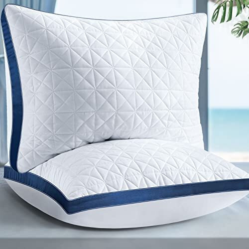 Slybear Pillows Queen Size Set Of 2  Queen Pillows 2 Pack  Cooling Hotel Luxury Pillow For Bed Sleeping  Supportive Breathable Down Alternative Gusseted Pillow For Side Stomach Or Back Sleepers
