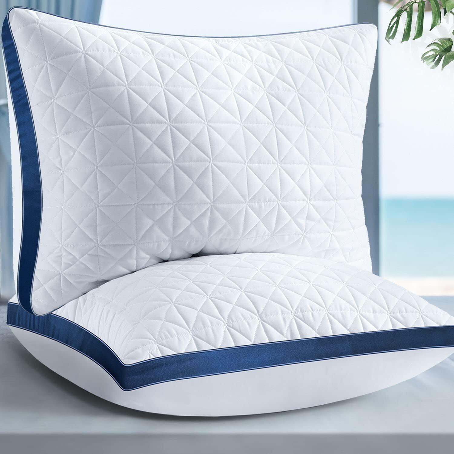 Slybear Pillows Queen Size Set Of 2  Queen Pillows 2 Pack  Cooling Hotel Luxury Pillow For Bed Sleeping  Supportive Breathable Down Alternative Gusseted Pillow For Side Stomach Or Back Sleepers