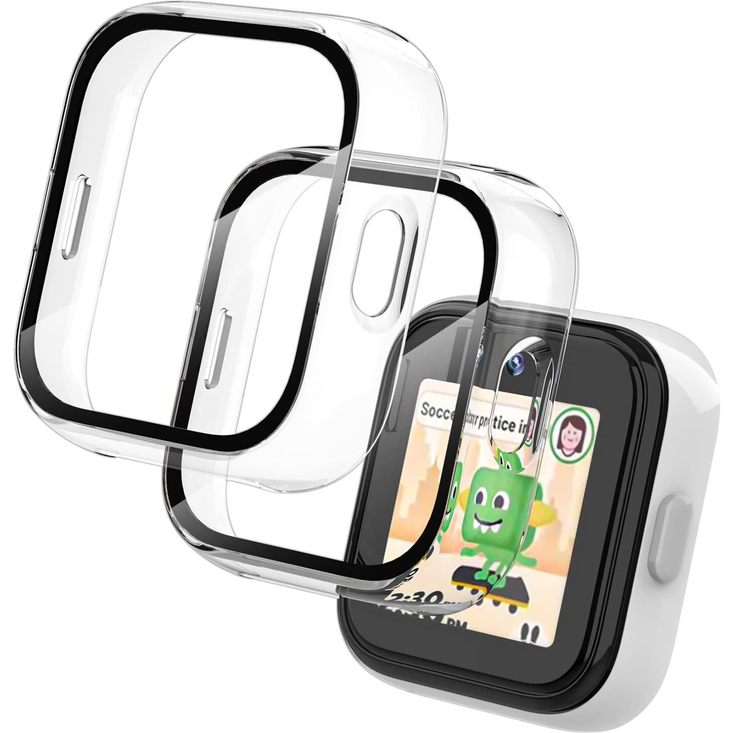 2 Pack Case Compatible With T-Mobile Syncup Kids Watch Screen Protector  Hard Pc Case Build-In Tempered Glass For Sync Up Kids Watch Accessories - Clear+Clear