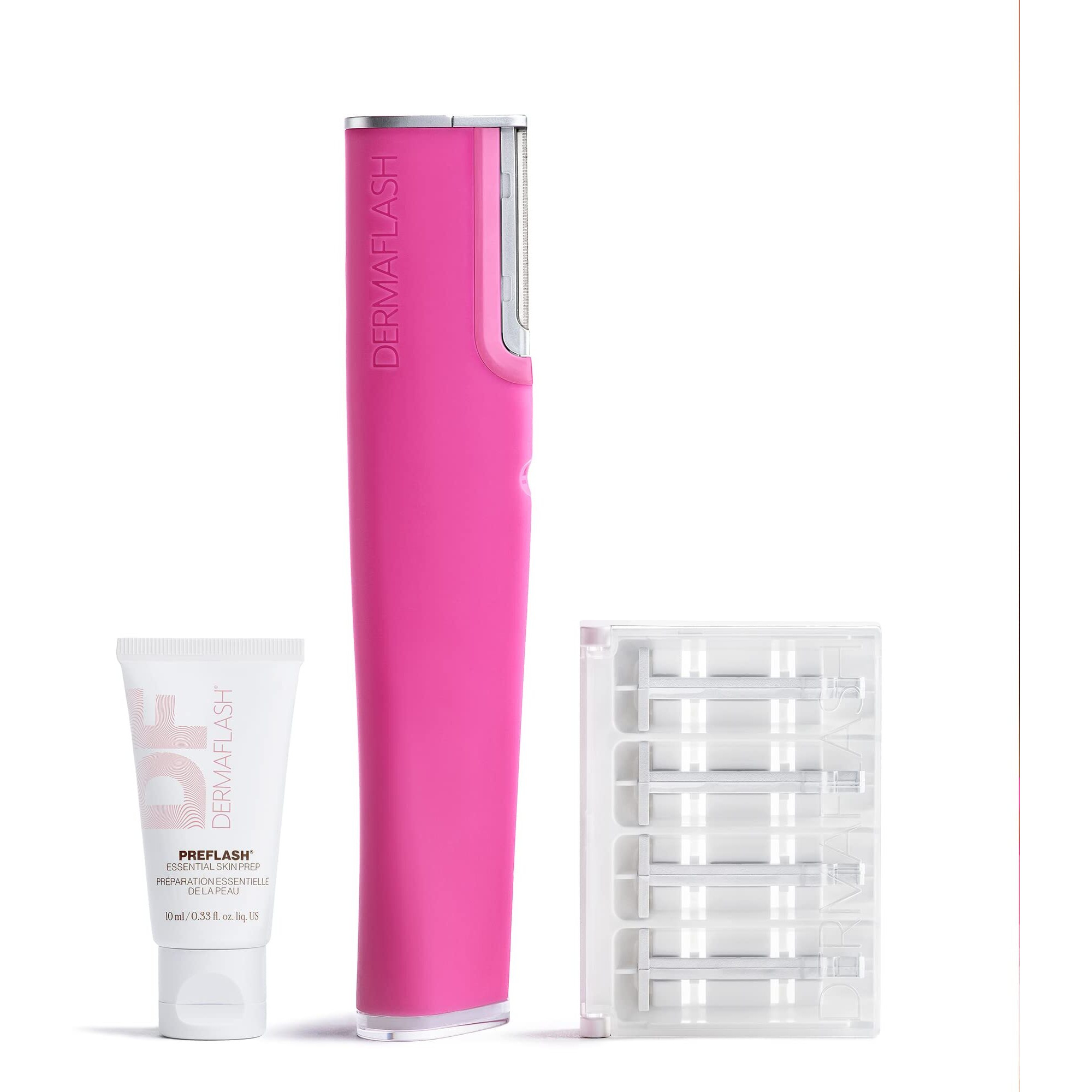 Dermaflash Luxe Plus Device  Anti Aging  Exfoliation  Hair Removal  And Dermaplaning Tool With Sonic Edge Technology And 4 Weeks Of Treatment  Pop Pink