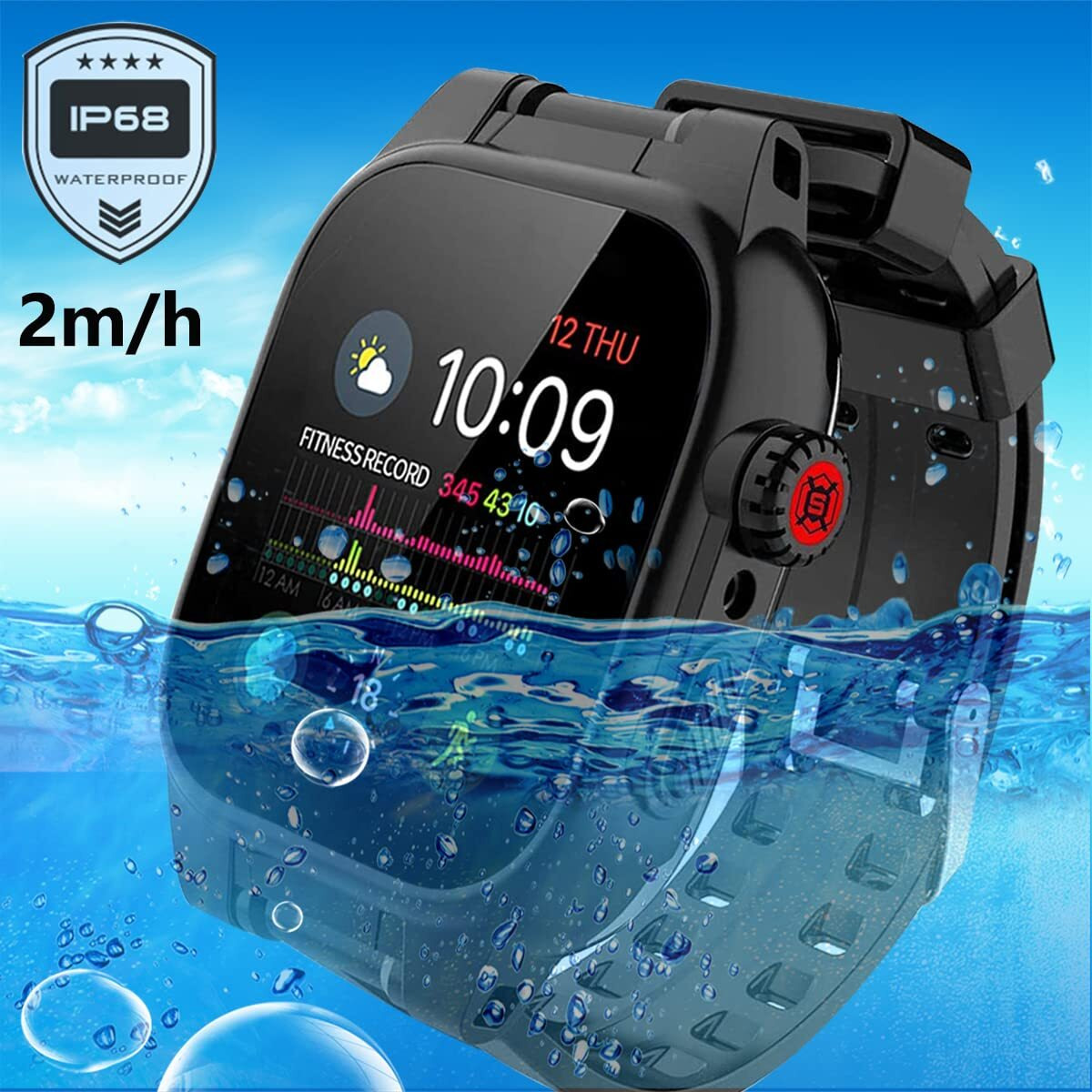 Apple Watch Series 7 45Mm Case  360 Full-Body Protective Case With Screen Protector  Shockproof Dustproof Waterproof Case  Black